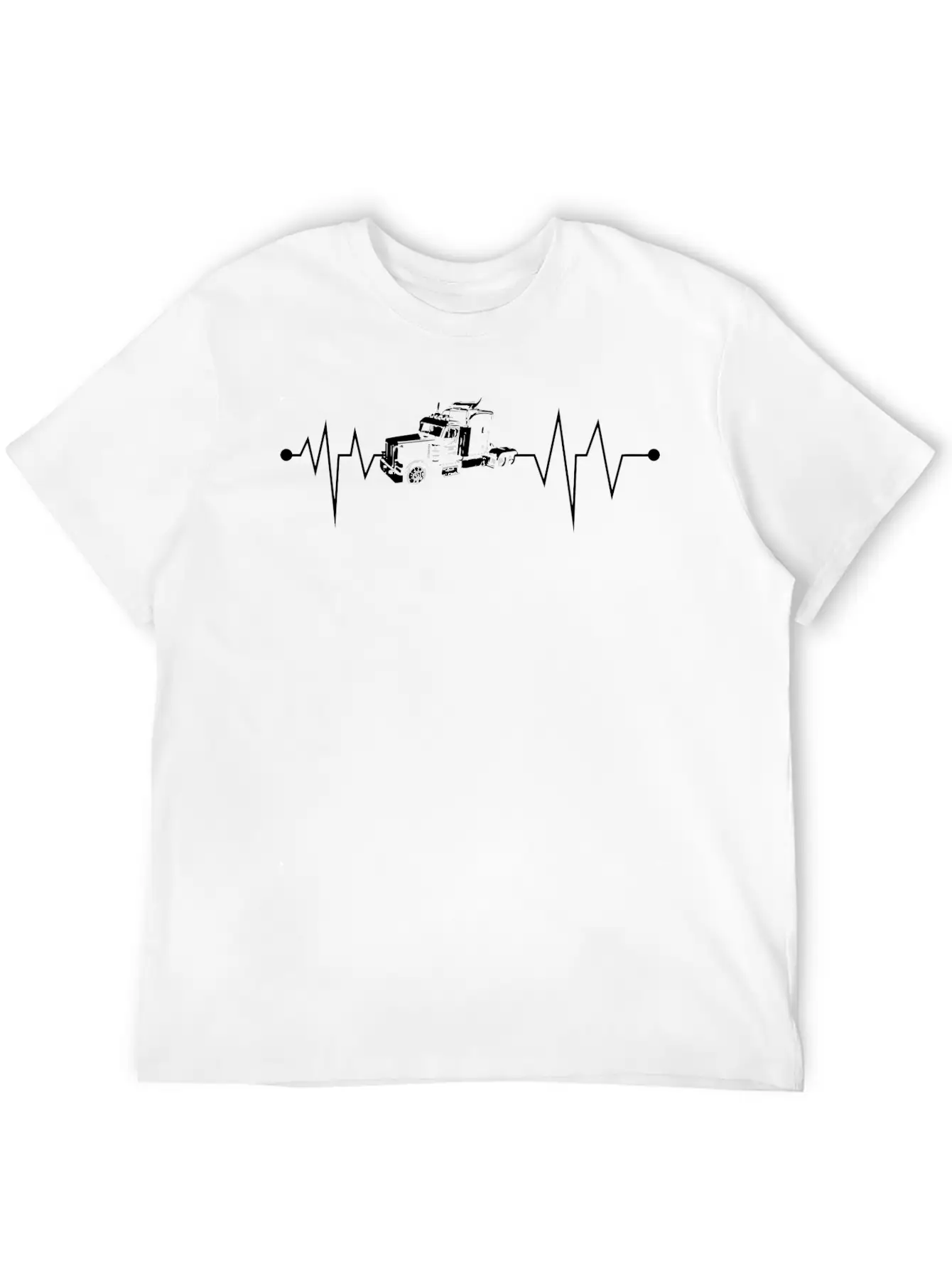 Semi-Truck Driver Heartbeat Proud Trucking Career Breathable Soft Cotton T-Shirt – Timeless Casual Look