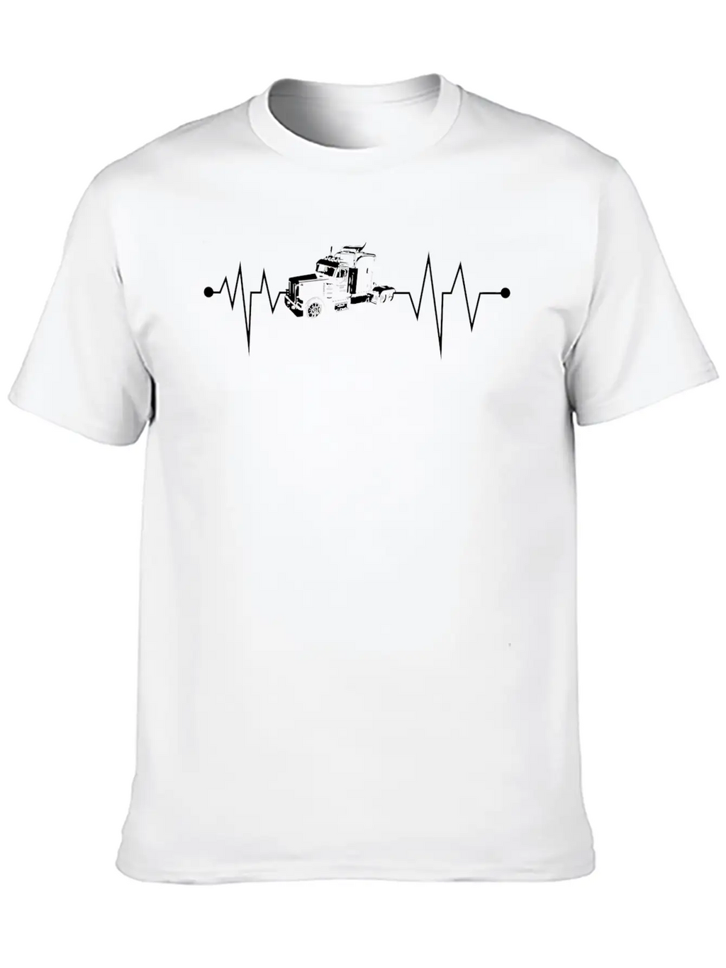 Semi-Truck Driver Heartbeat Proud Trucking Career Breathable Soft Cotton T-Shirt – Timeless Casual Look