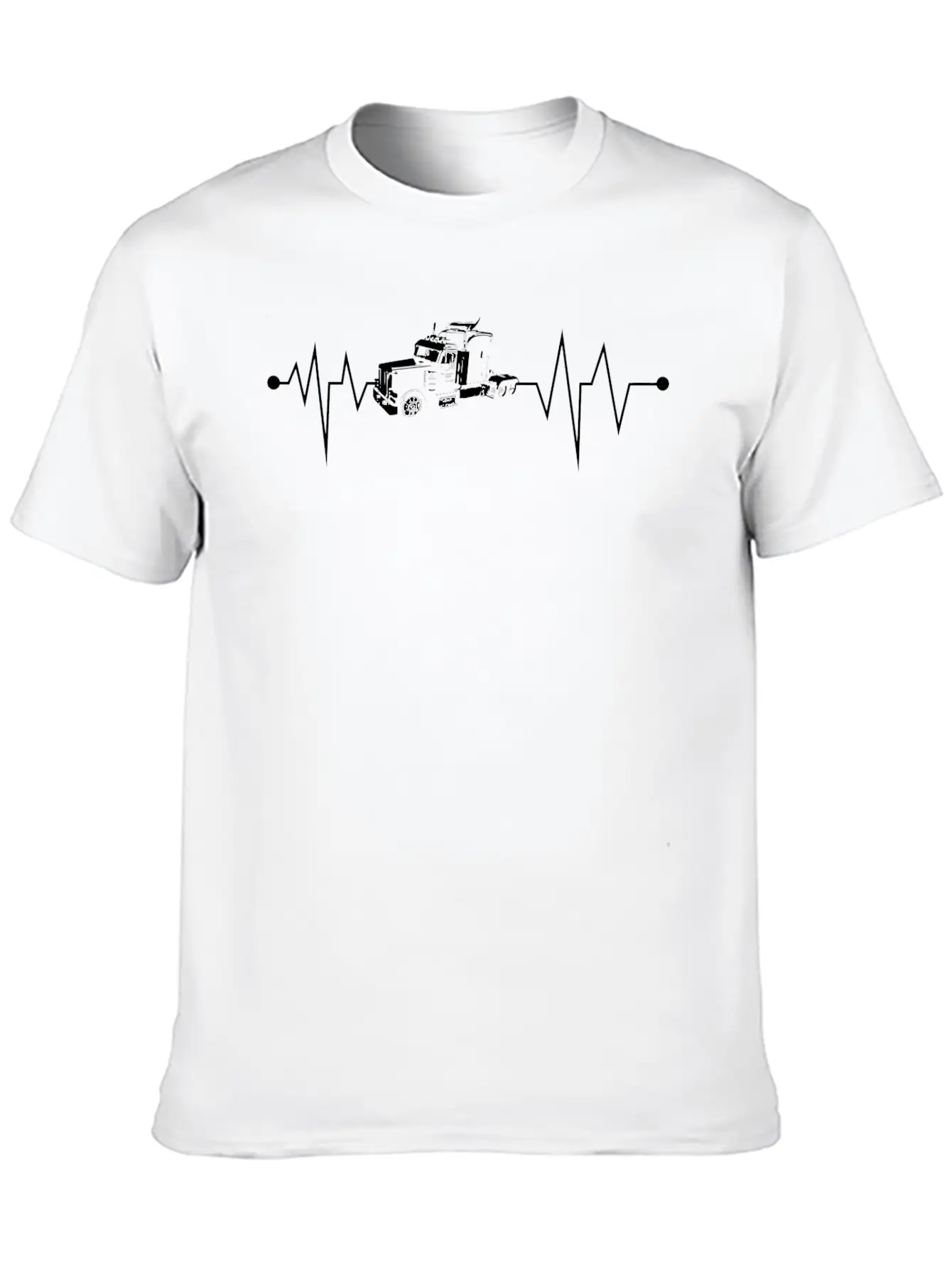 Semi-Truck Driver Heartbeat Proud Trucking Career Breathable Soft Cotton T-Shirt – Timeless Casual Look