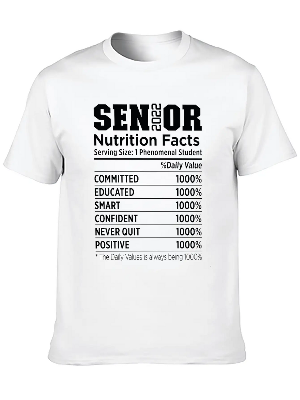 Senior 2022 Nutrition Facts Funny Class Of 2022 Timeless Short Sleeve Tee – Comfy And Minimalist Design