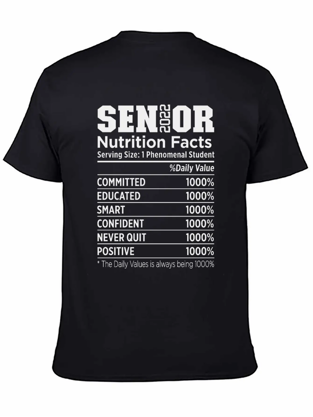 Senior 2022 Nutrition Facts Funny Class Of 2022 Timeless Short Sleeve Tee – Comfy And Minimalist Design