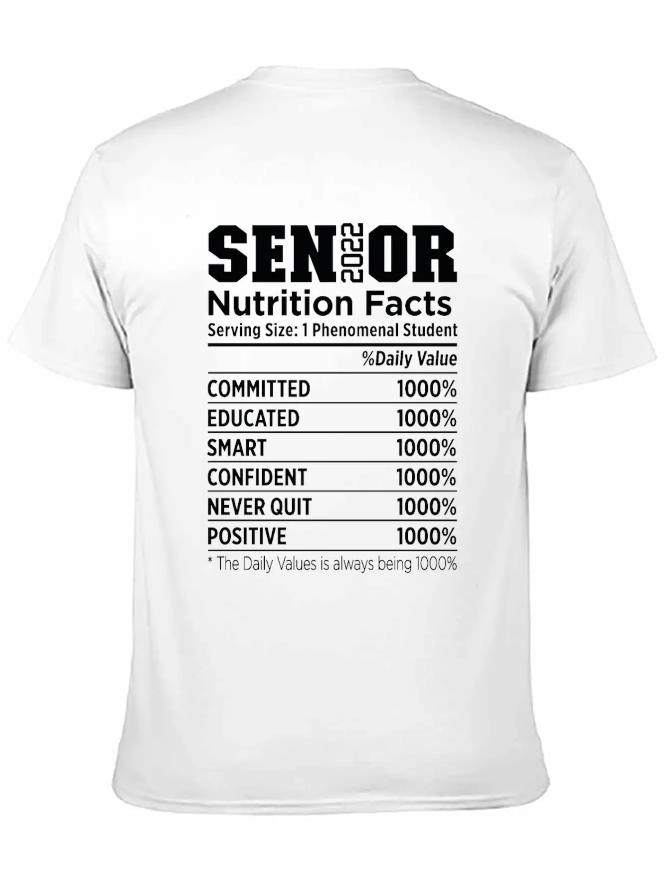 Senior 2022 Nutrition Facts Funny Class Of 2022 Timeless Short Sleeve Tee – Comfy And Minimalist Design