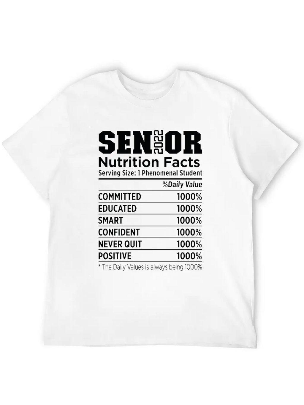 Senior 2022 Nutrition Facts Funny Class Of 2022 Timeless Short Sleeve Tee – Comfy And Minimalist Design