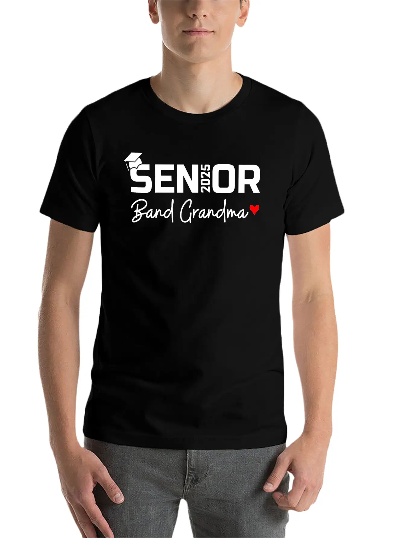 Senior Band Grandma 2025 Marching Band Grandparent Breathable Graphic T-Shirt – Perfect For Casual Days