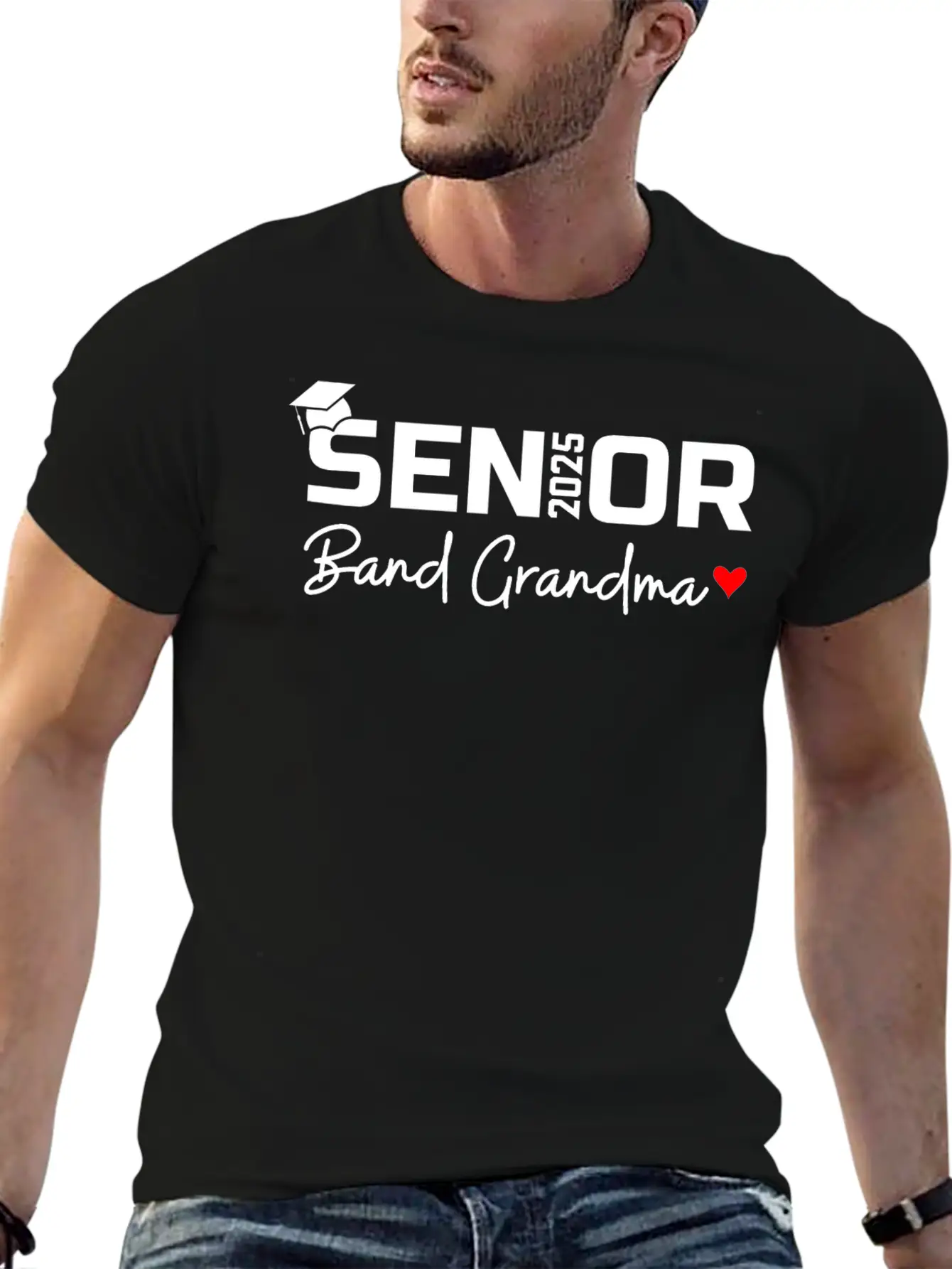 Senior Band Grandma 2025 Marching Band Grandparent Breathable Graphic T-Shirt – Perfect For Casual Days