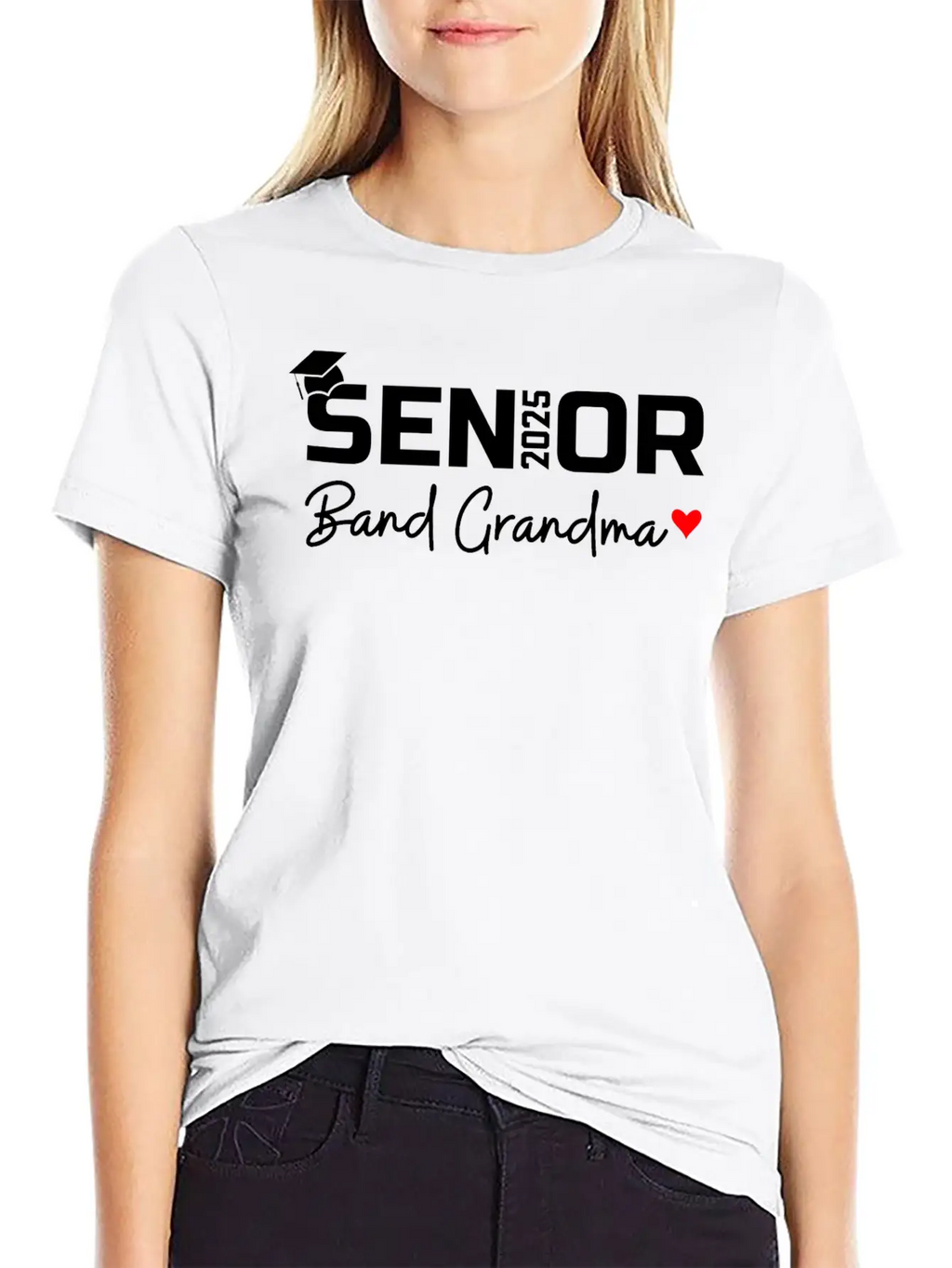 Senior Band Grandma 2025 Marching Band Grandparent Breathable Graphic T-Shirt – Perfect For Casual Days