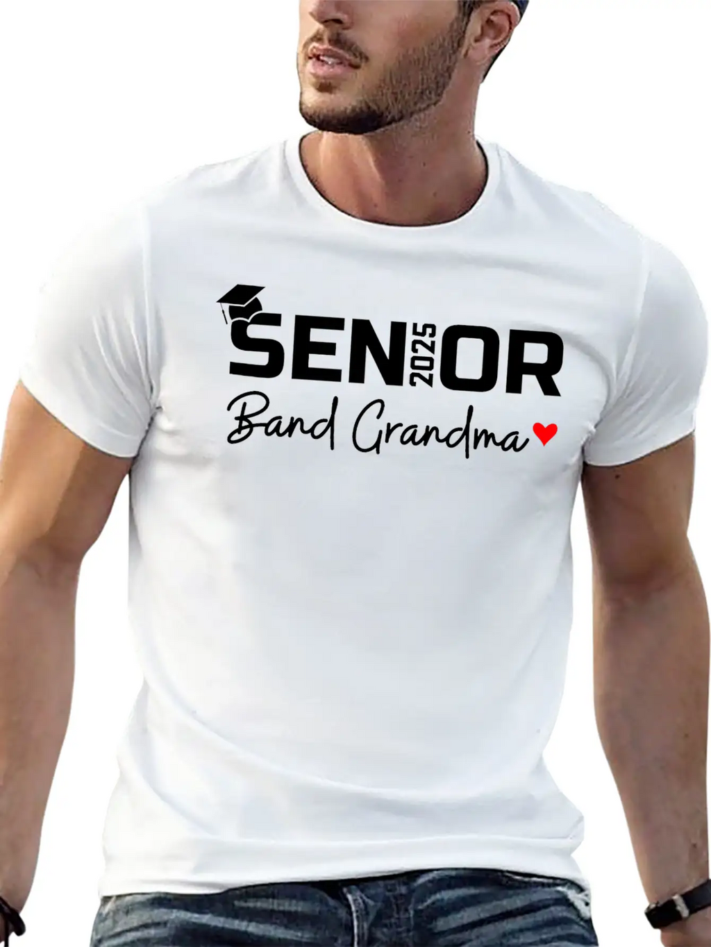 Senior Band Grandma 2025 Marching Band Grandparent Breathable Graphic T-Shirt – Perfect For Casual Days