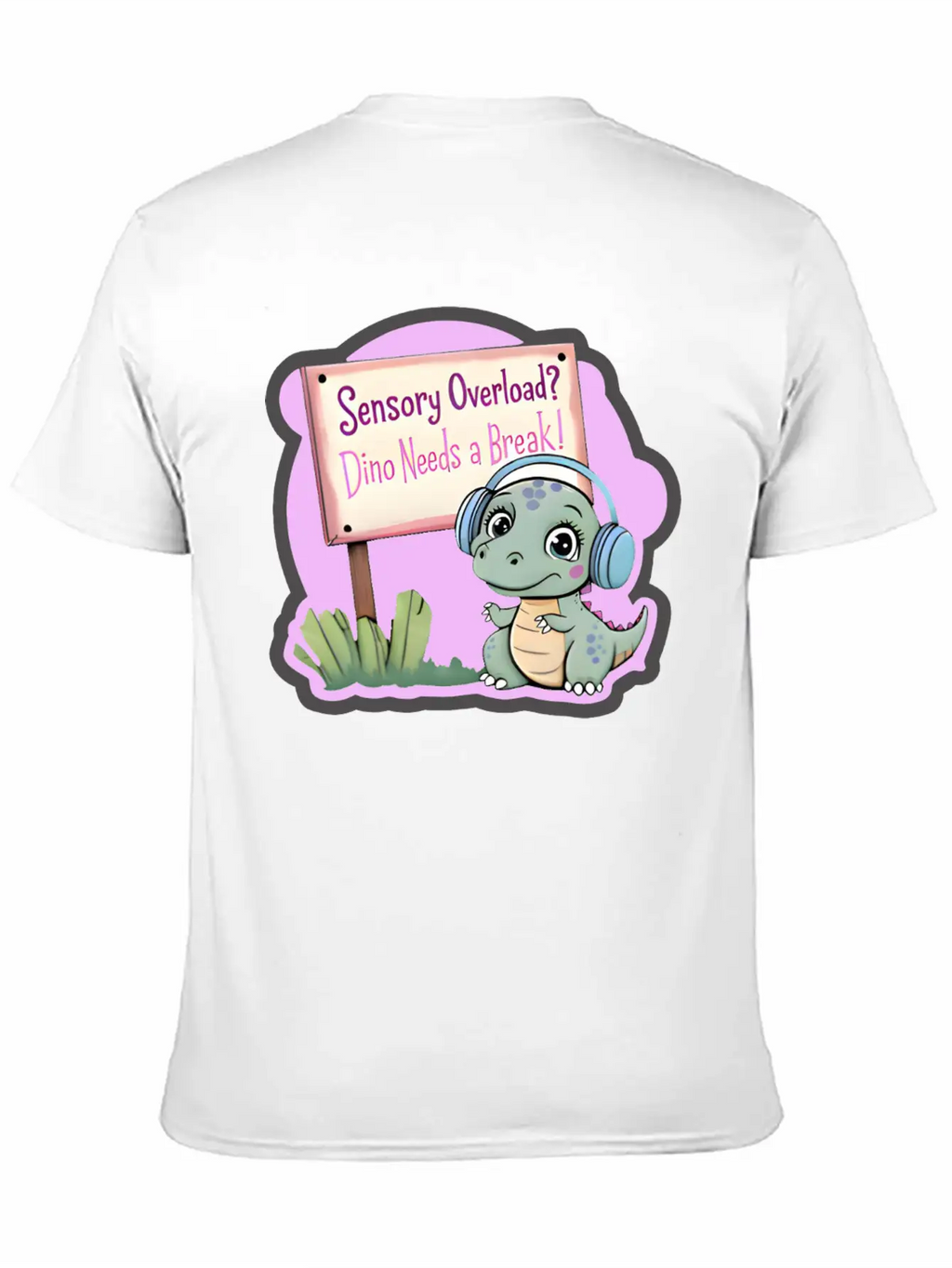 Sensory Overload? Dino Needs A Break! - Autism Day Relaxed Everyday Tee – Lightweight And Durable Cotton