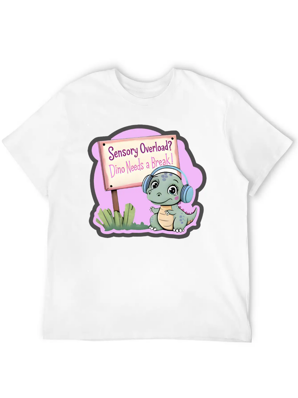 Sensory Overload? Dino Needs A Break! - Autism Day Relaxed Everyday Tee – Lightweight And Durable Cotton