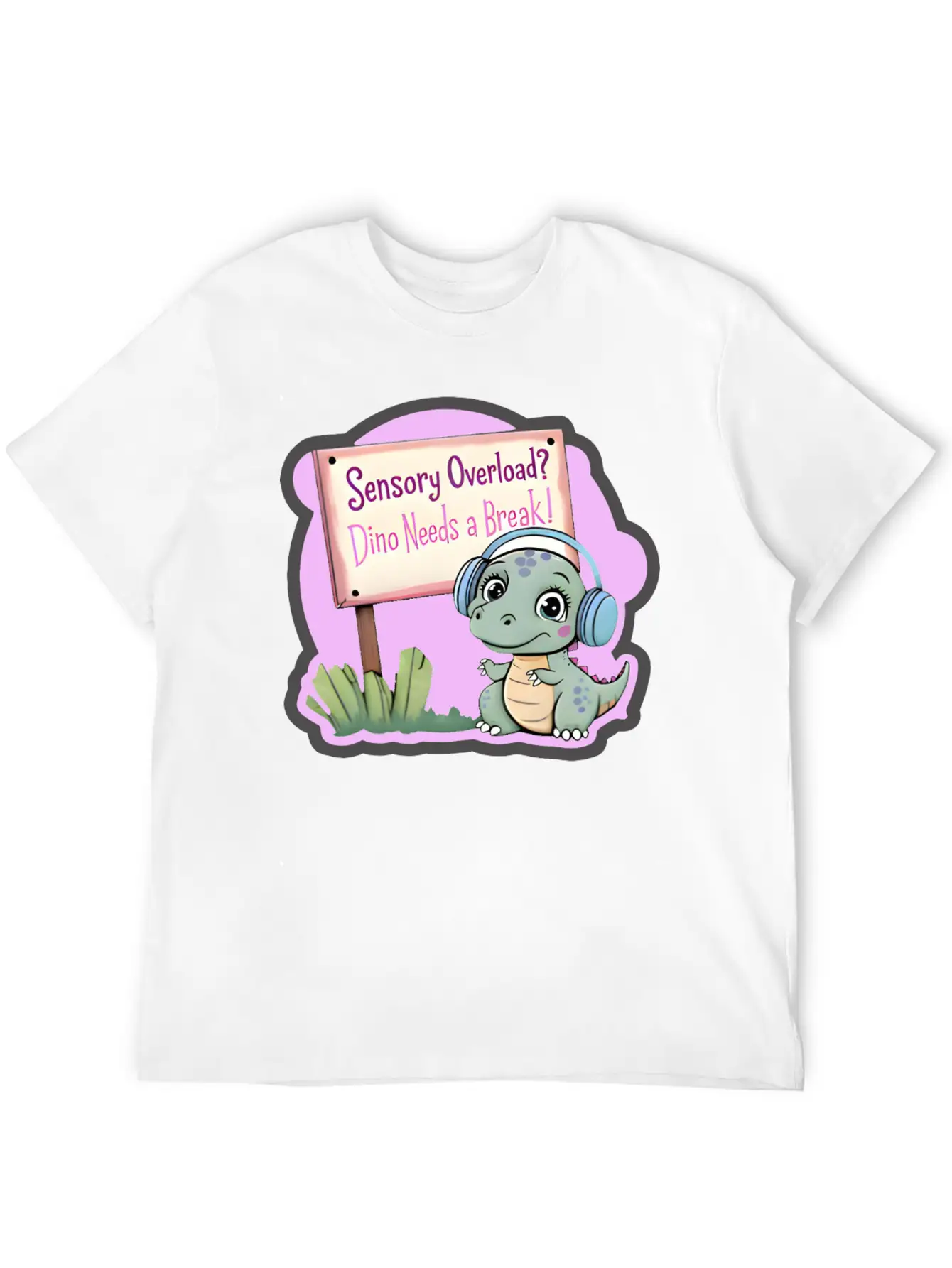 Sensory Overload? Dino Needs A Break! - Autism Day Relaxed Everyday Tee – Lightweight And Durable Cotton