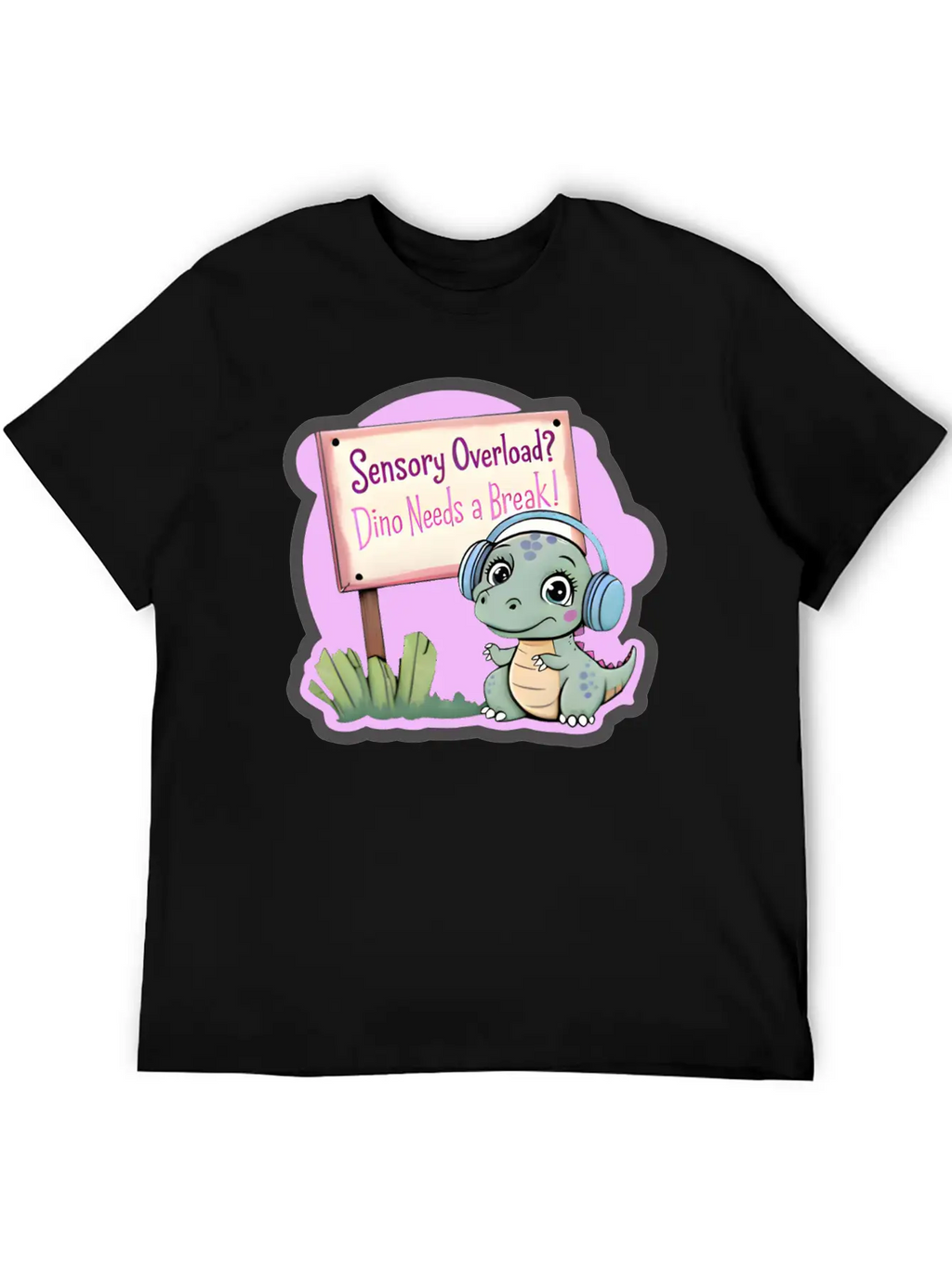 Sensory Overload? Dino Needs A Break! - Autism Day Relaxed Everyday Tee – Lightweight And Durable Cotton