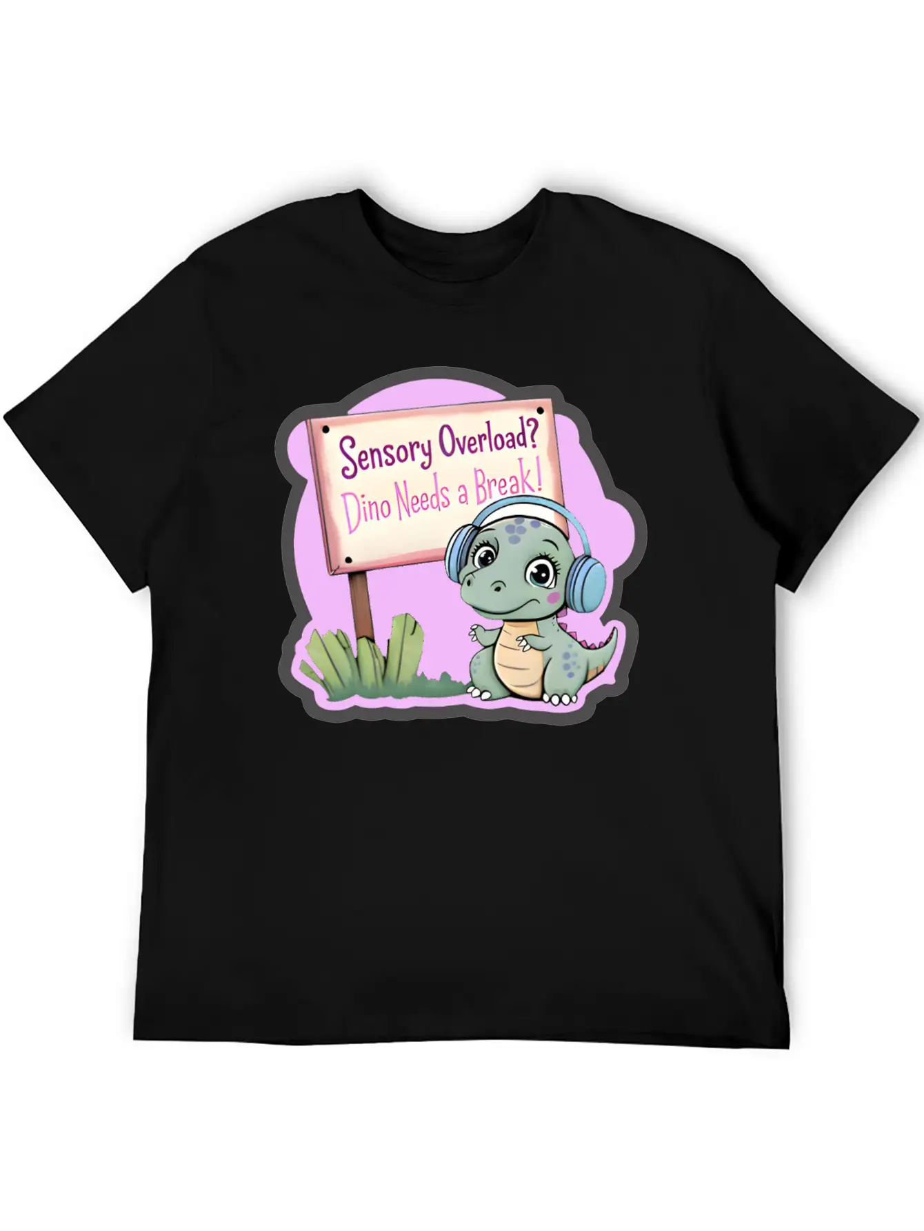 Sensory Overload? Dino Needs A Break! - Autism Day Relaxed Everyday Tee – Lightweight And Durable Cotton