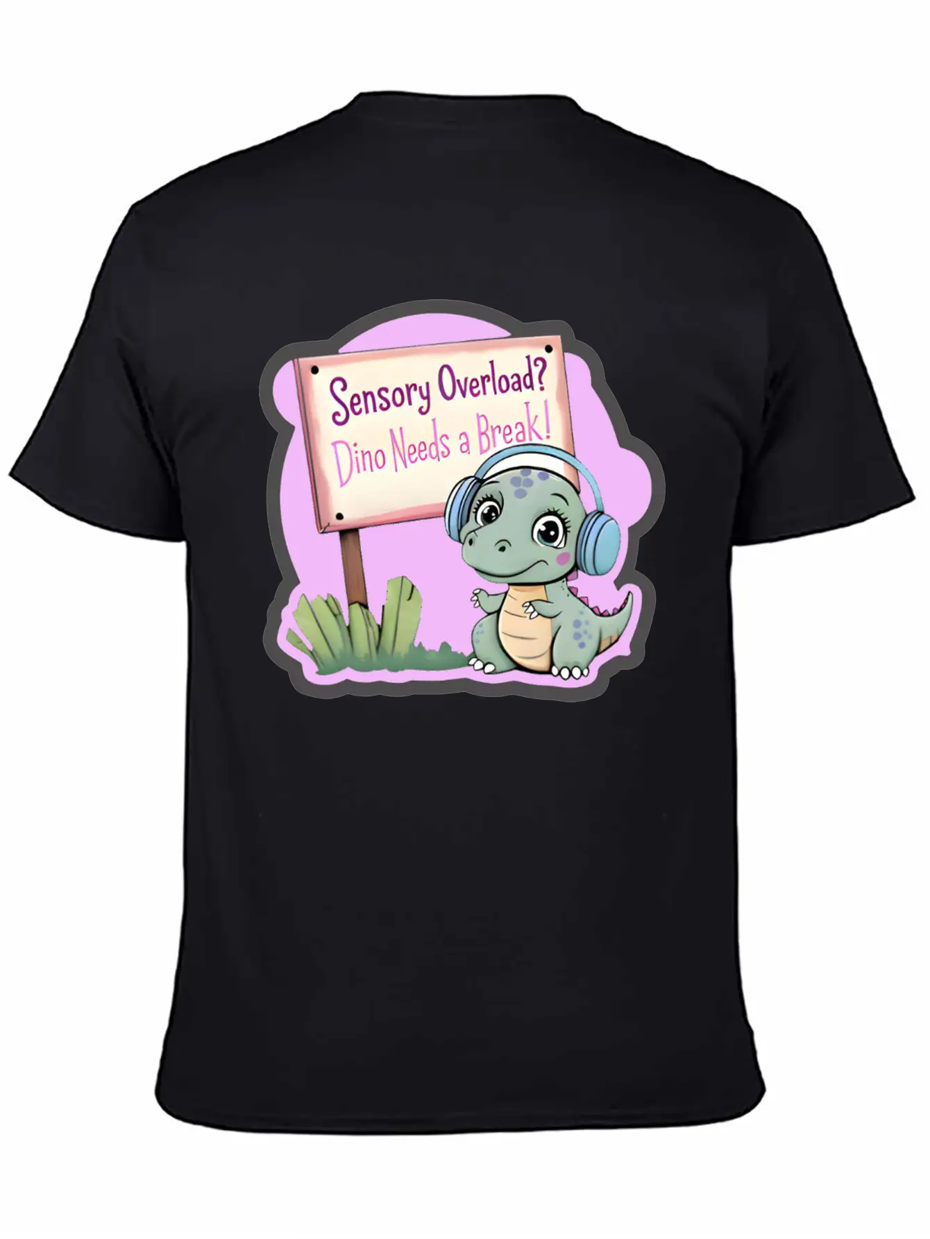 Sensory Overload? Dino Needs A Break! - Autism Day Relaxed Everyday Tee – Lightweight And Durable Cotton