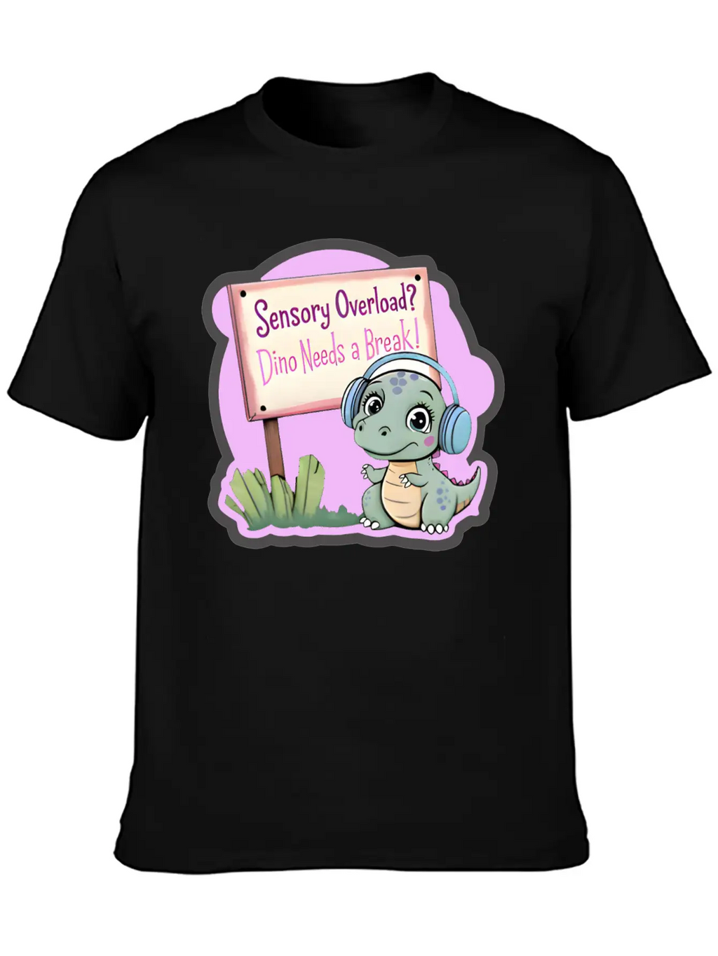 Sensory Overload? Dino Needs A Break! - Autism Day Relaxed Everyday Tee – Lightweight And Durable Cotton