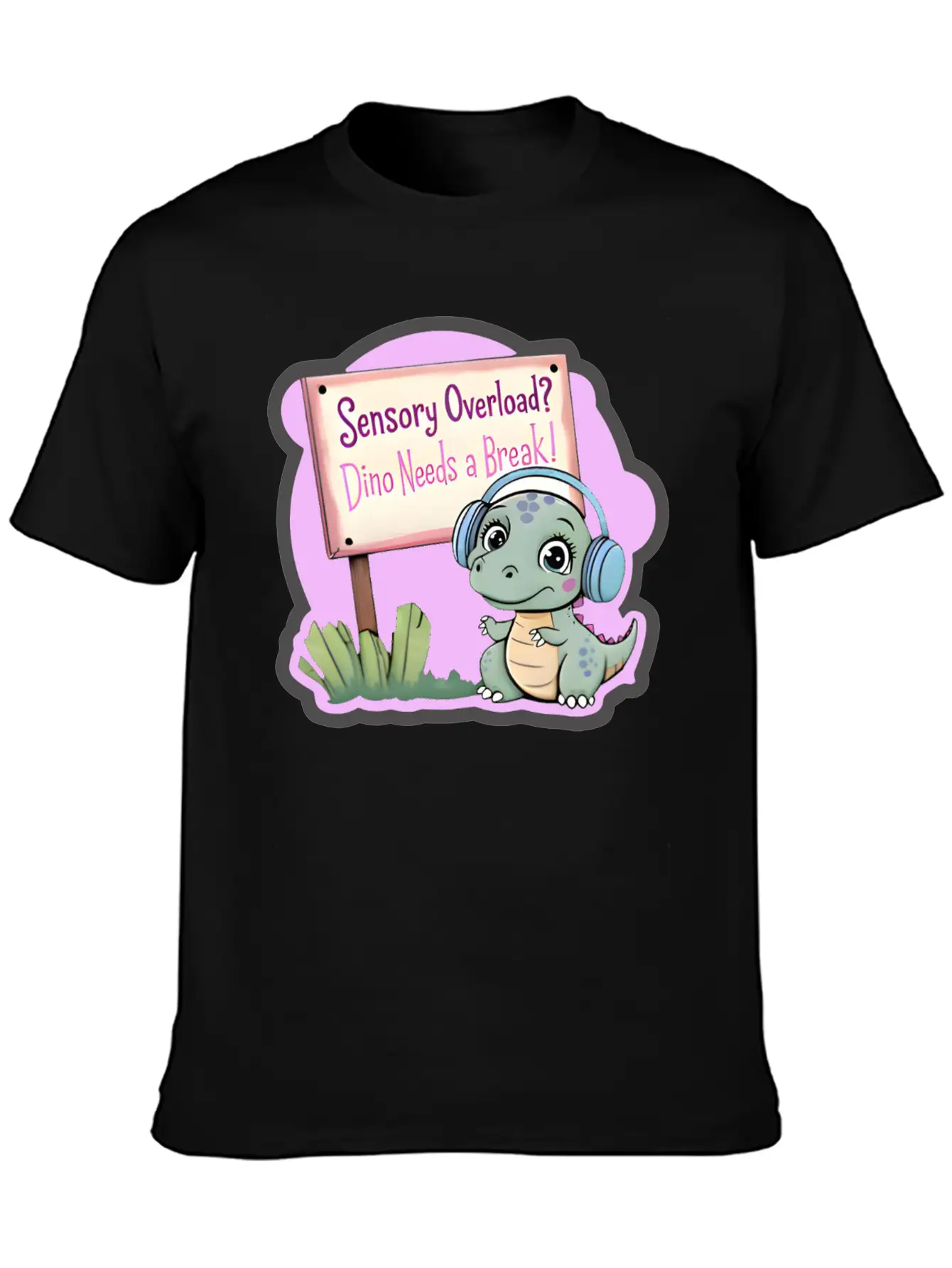 Sensory Overload? Dino Needs A Break! - Autism Day Relaxed Everyday Tee – Lightweight And Durable Cotton