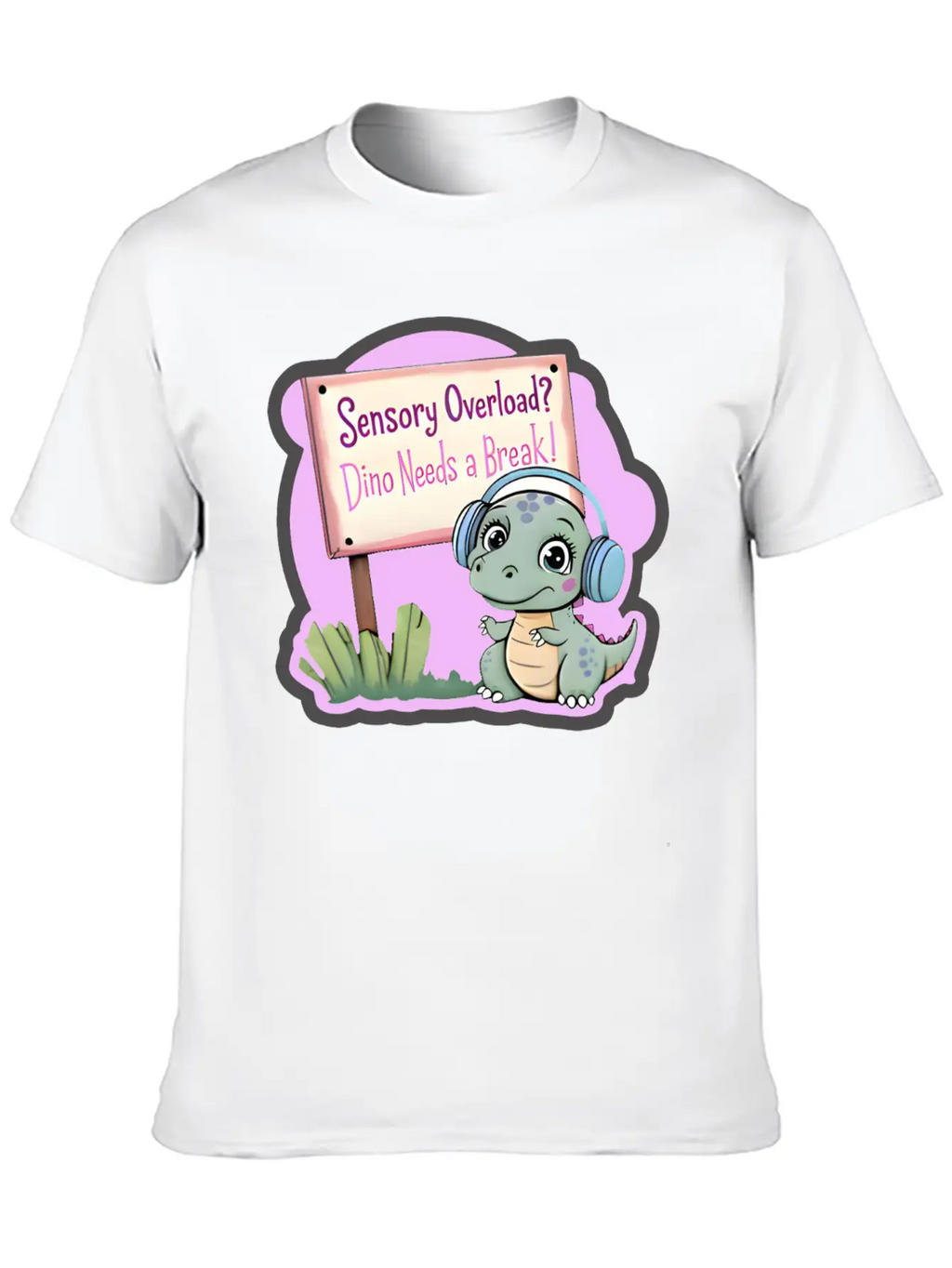 Sensory Overload? Dino Needs A Break! - Autism Day Relaxed Everyday Tee – Lightweight And Durable Cotton