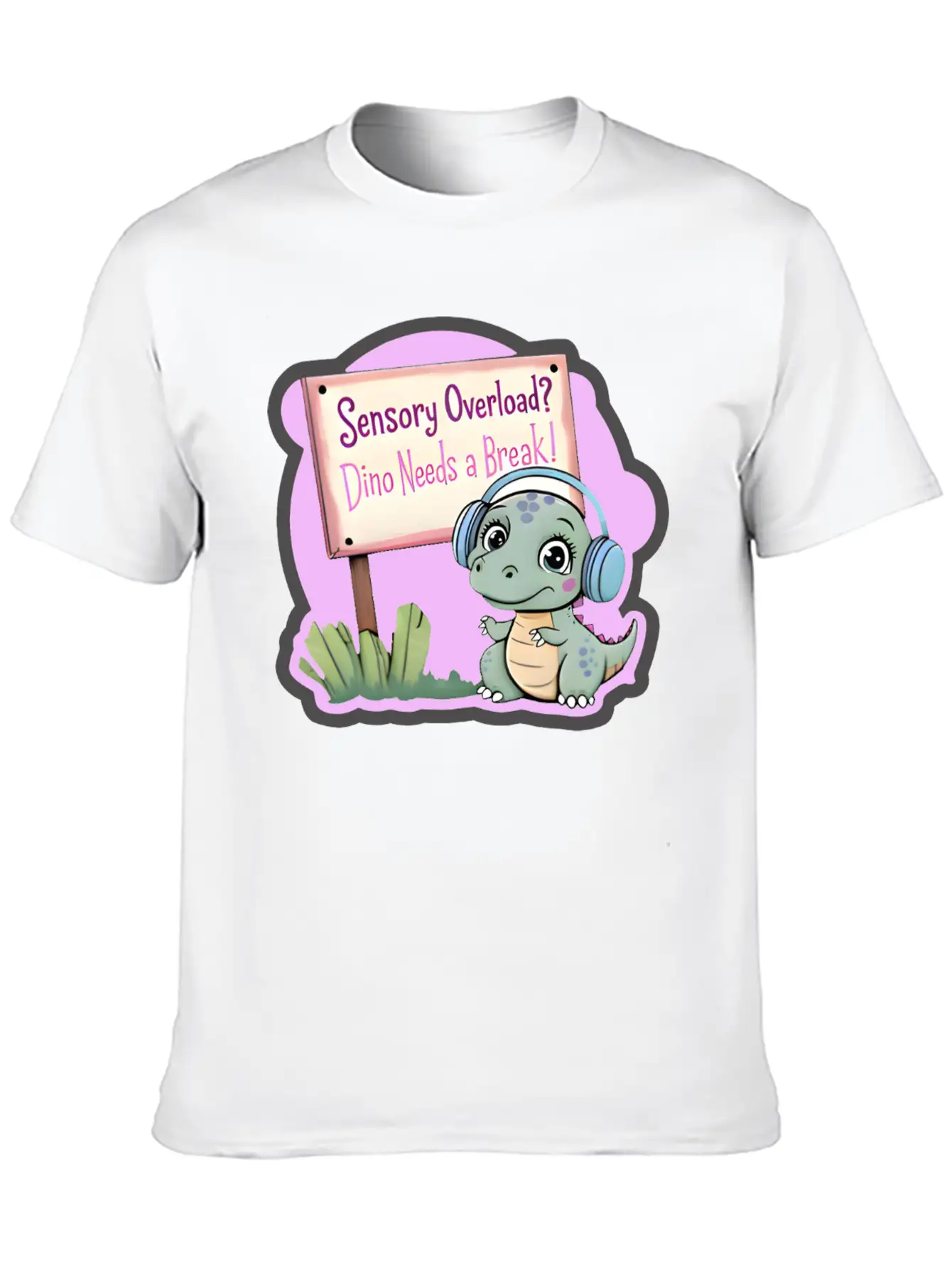 Sensory Overload? Dino Needs A Break! - Autism Day Relaxed Everyday Tee – Lightweight And Durable Cotton