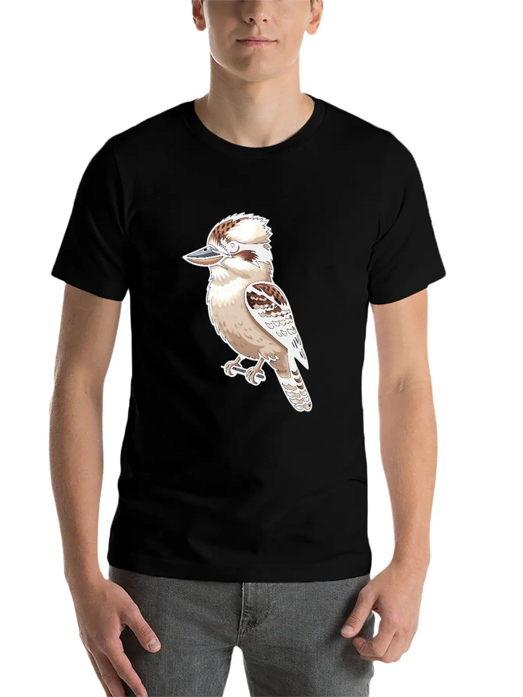 Serene Kookaburra Bird On A Branch Unisex Casual T-Shirt – Clean Design For Daily Comfort