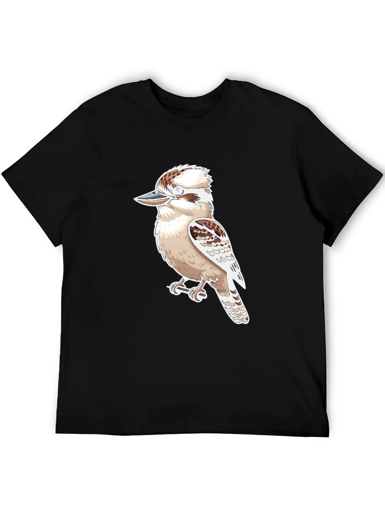 Serene Kookaburra Bird On A Branch Unisex Casual T-Shirt – Clean Design For Daily Comfort
