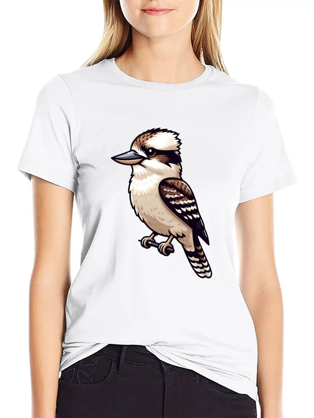Serene Kookaburra Bird On A Branch Unisex Casual T-Shirt – Clean Design For Daily Comfort