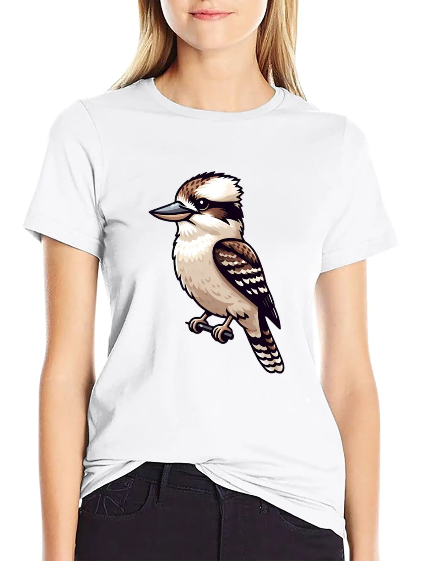 Serene Kookaburra Bird On A Branch Unisex Casual T-Shirt – Clean Design For Daily Comfort