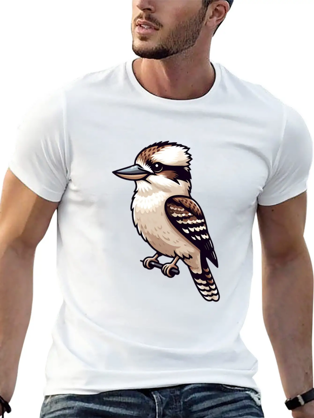 Serene Kookaburra Bird On A Branch Unisex Casual T-Shirt – Clean Design For Daily Comfort