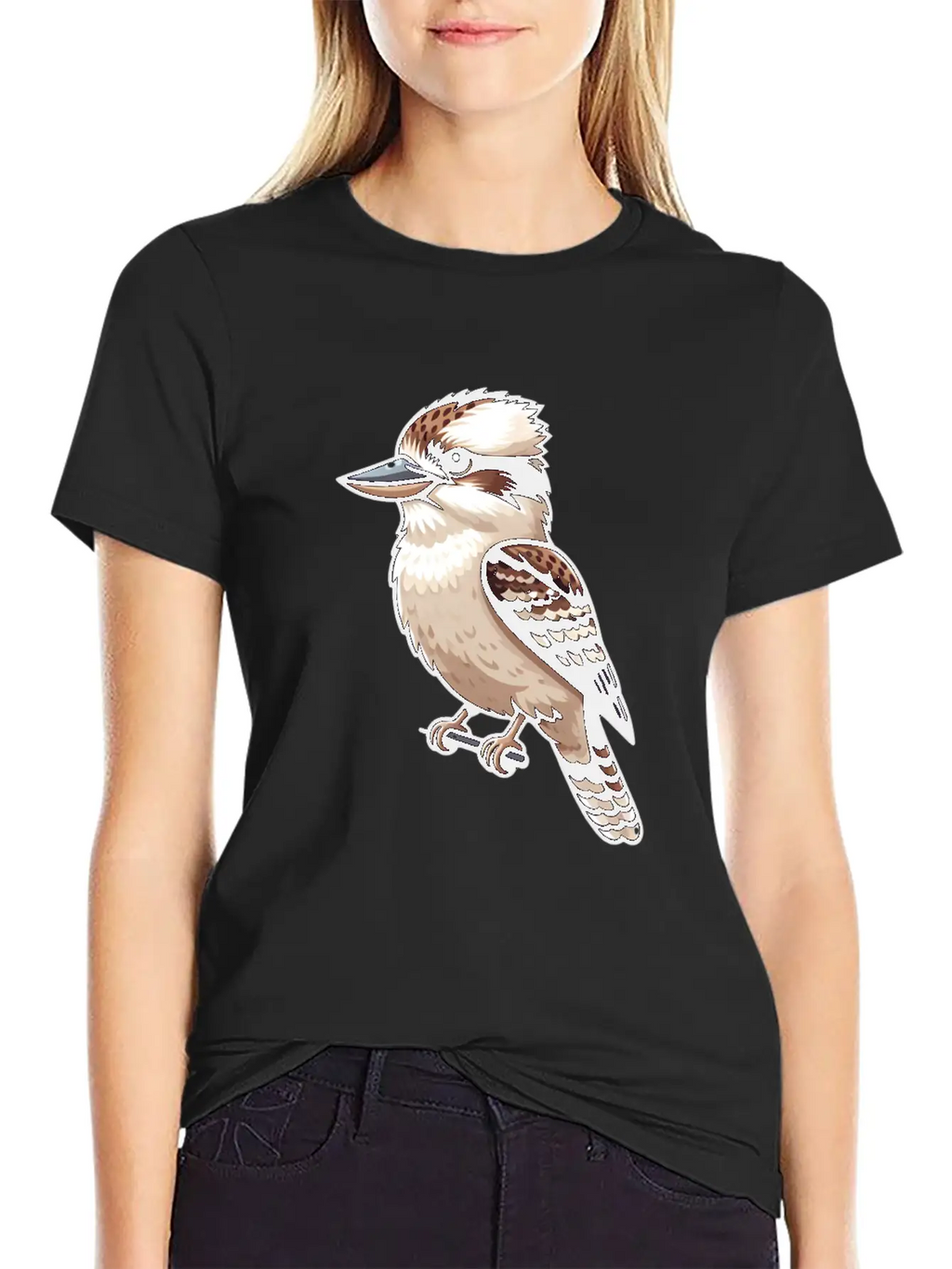 Serene Kookaburra Bird On A Branch Unisex Casual T-Shirt – Clean Design For Daily Comfort