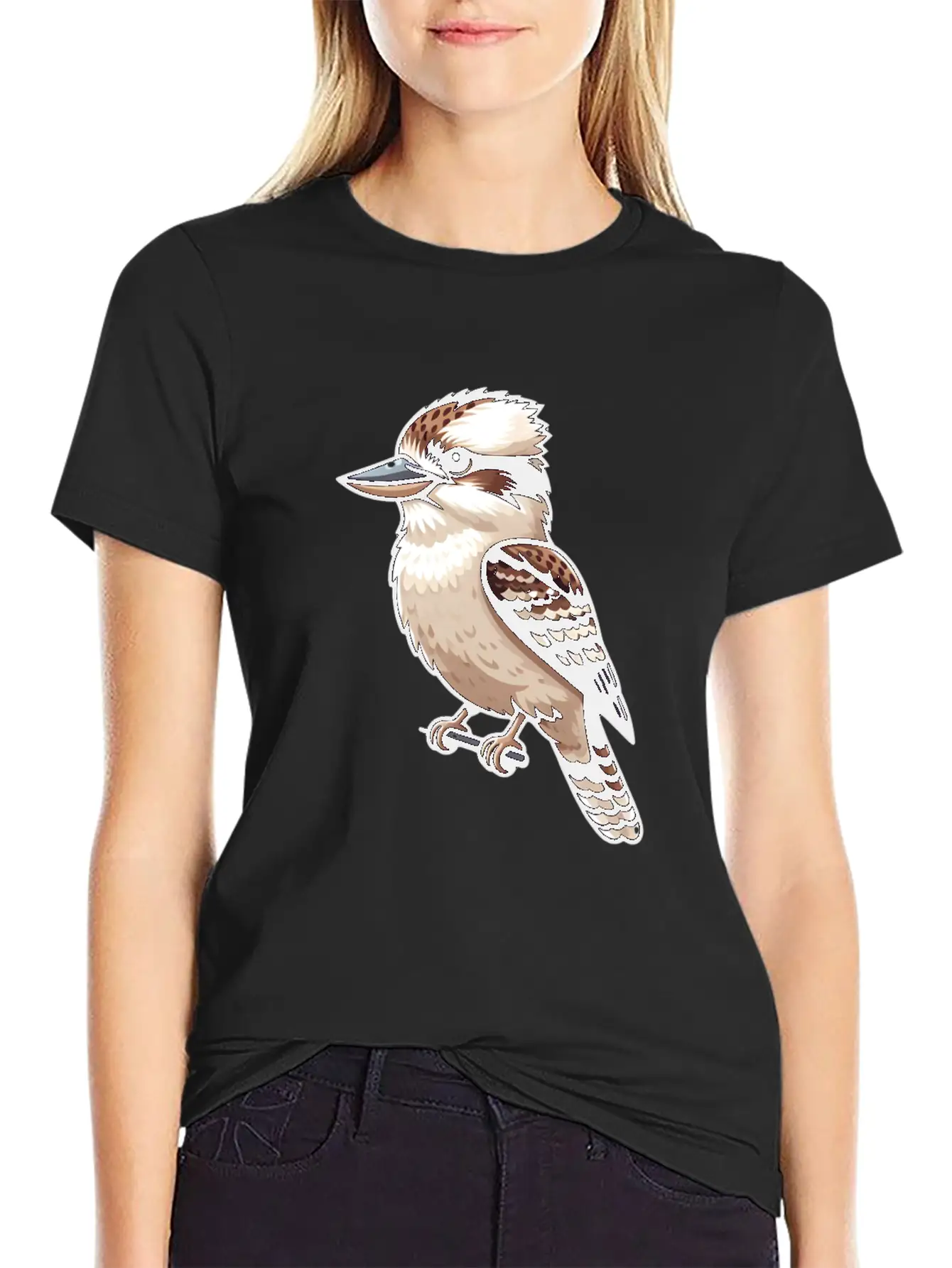 Serene Kookaburra Bird On A Branch Unisex Casual T-Shirt – Clean Design For Daily Comfort