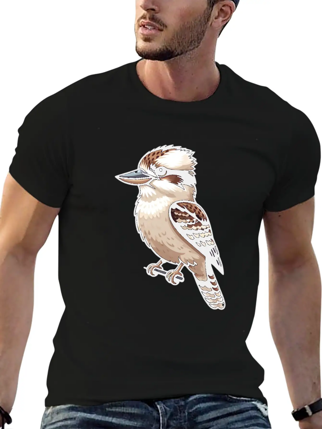 Serene Kookaburra Bird On A Branch Unisex Casual T-Shirt – Clean Design For Daily Comfort