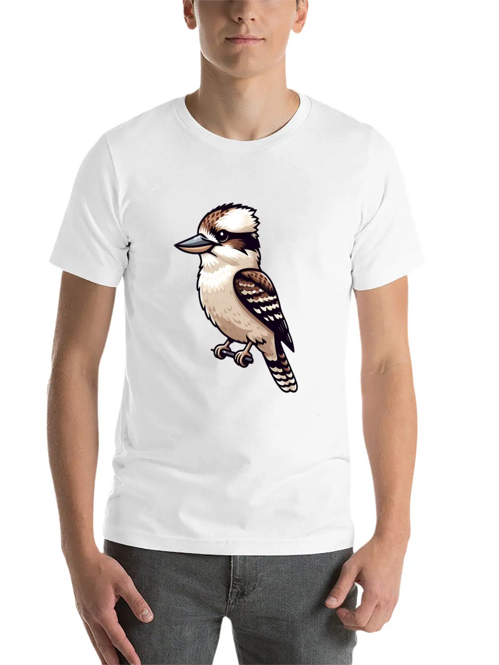 Serene Kookaburra Bird On A Branch Unisex Casual T-Shirt – Clean Design For Daily Comfort