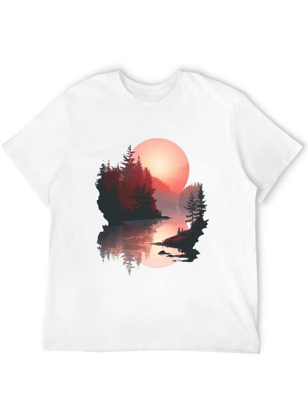 Serene Sunset Reflections In Nature Stylish Everyday T-Shirt – Unisex Basic Cotton Tee