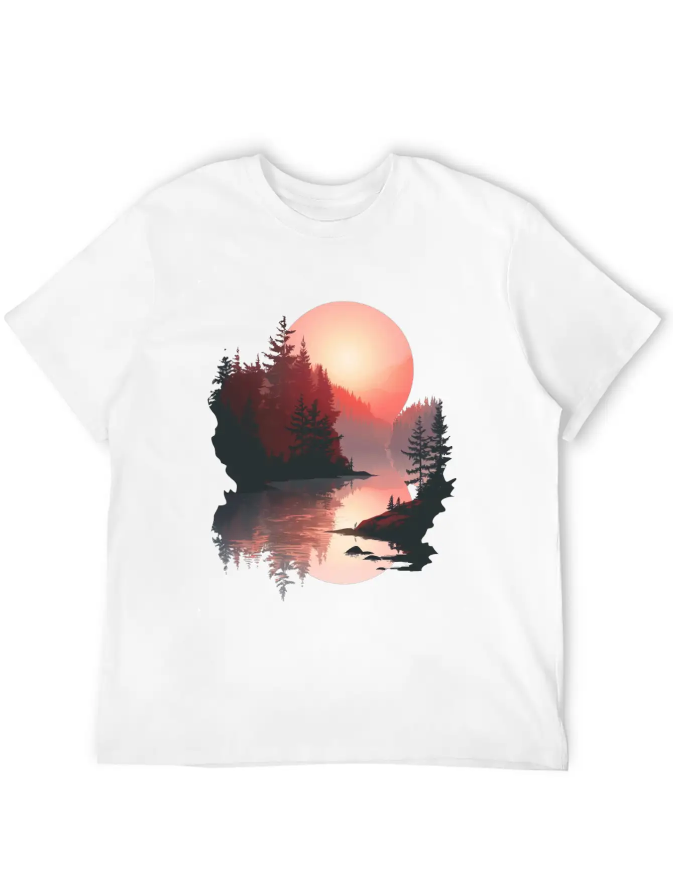 Serene Sunset Reflections In Nature Stylish Everyday T-Shirt – Unisex Basic Cotton Tee