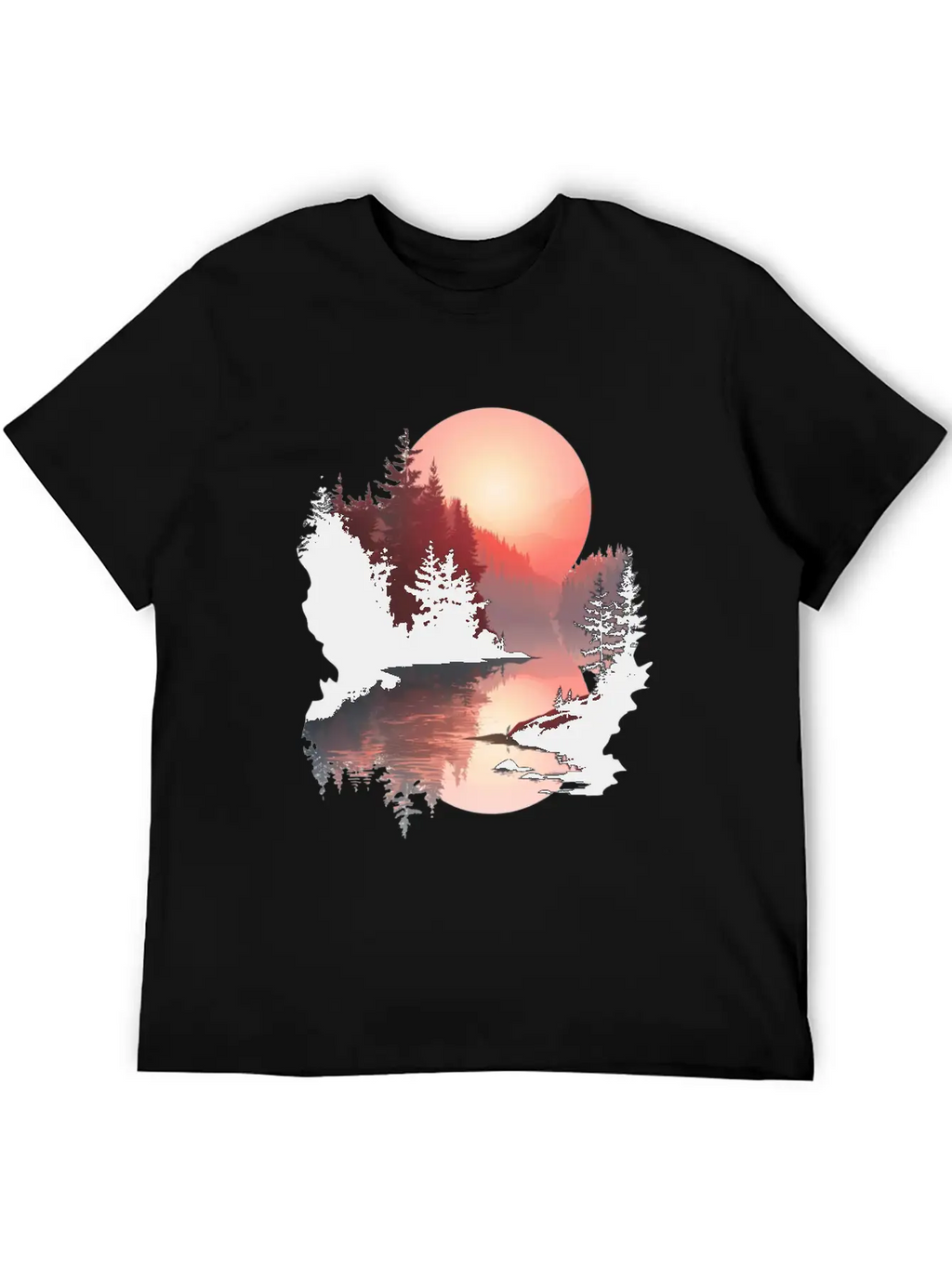Serene Sunset Reflections In Nature Stylish Everyday T-Shirt – Unisex Basic Cotton Tee