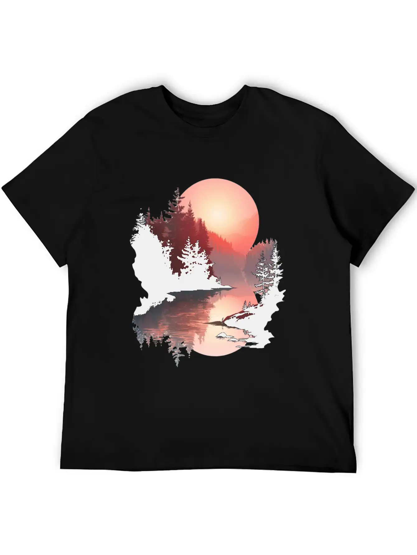 Serene Sunset Reflections In Nature Stylish Everyday T-Shirt – Unisex Basic Cotton Tee