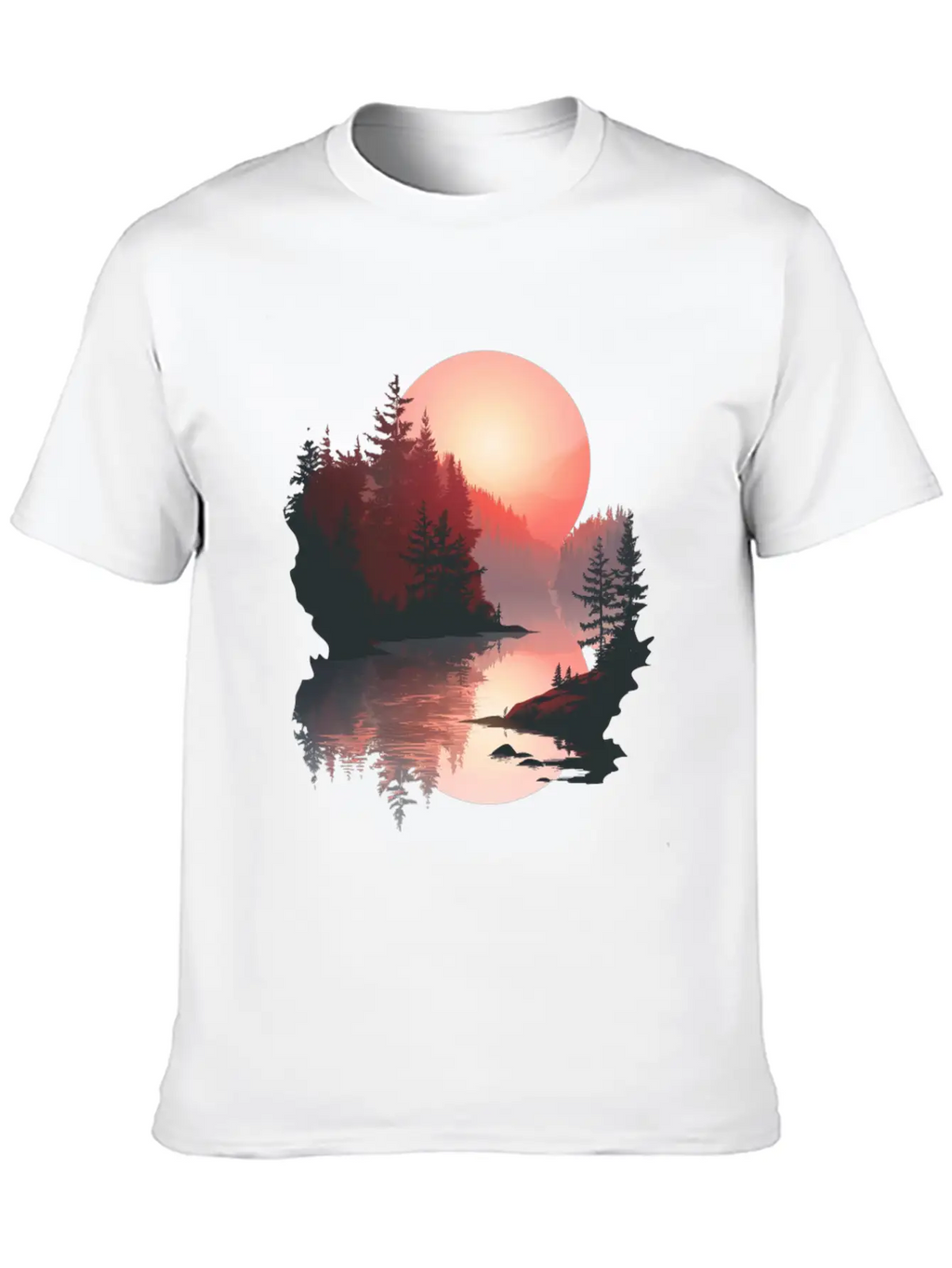 Serene Sunset Reflections In Nature Stylish Everyday T-Shirt – Unisex Basic Cotton Tee