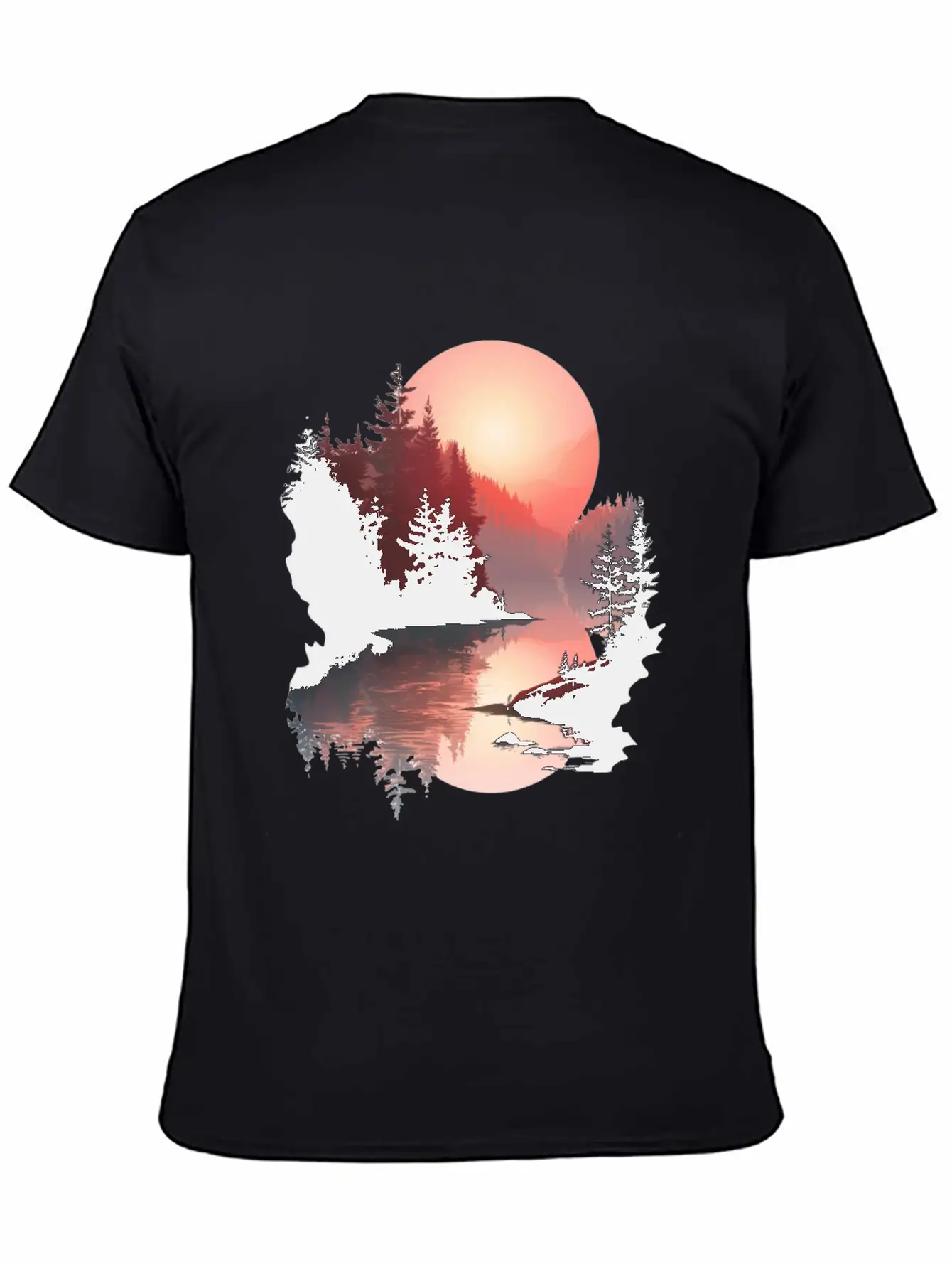 Serene Sunset Reflections In Nature Stylish Everyday T-Shirt – Unisex Basic Cotton Tee