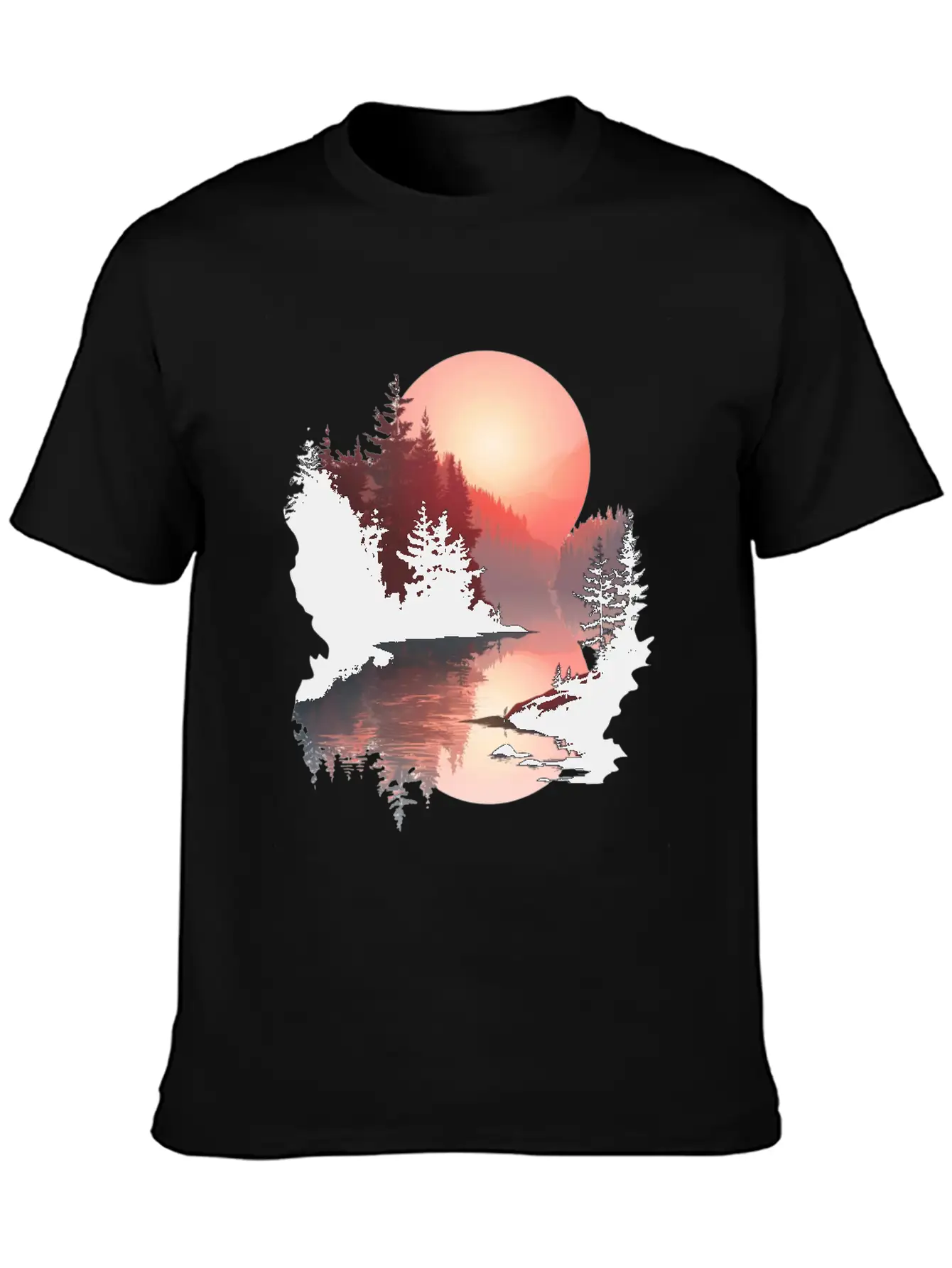Serene Sunset Reflections In Nature Stylish Everyday T-Shirt – Unisex Basic Cotton Tee