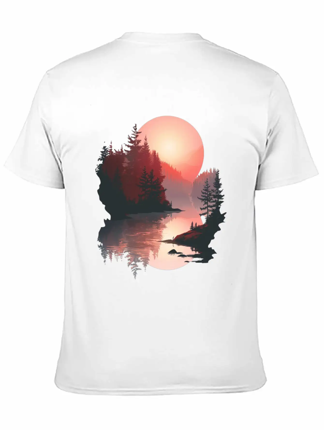 Serene Sunset Reflections In Nature Stylish Everyday T-Shirt – Unisex Basic Cotton Tee