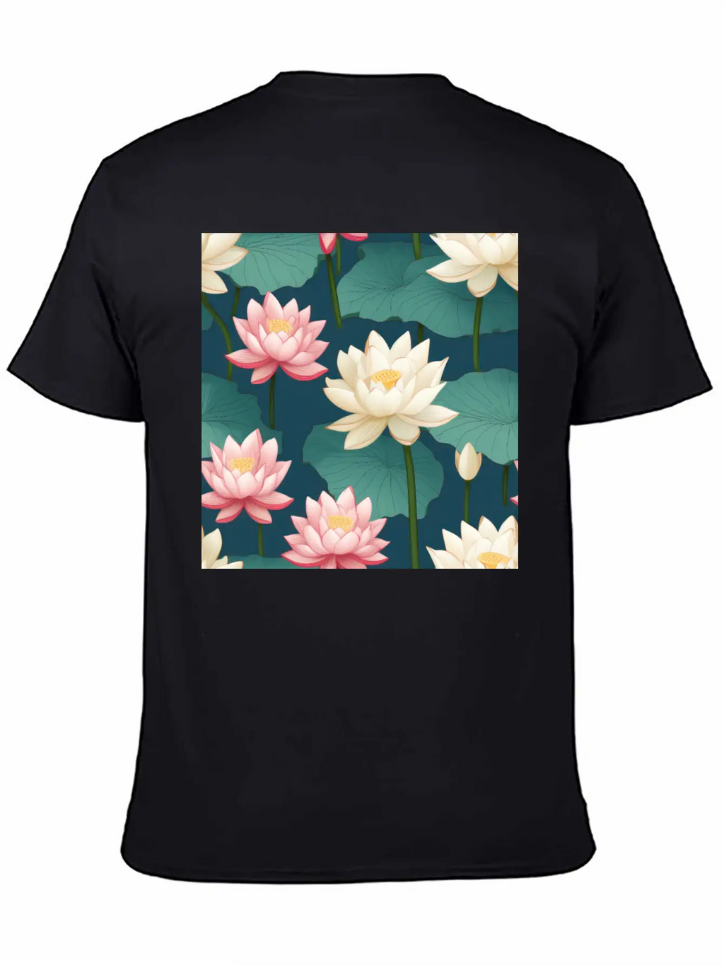 Serenity Blooms: Timeless Lotus Flower Pattern Breathable Soft Cotton T-Shirt – Timeless Casual Look