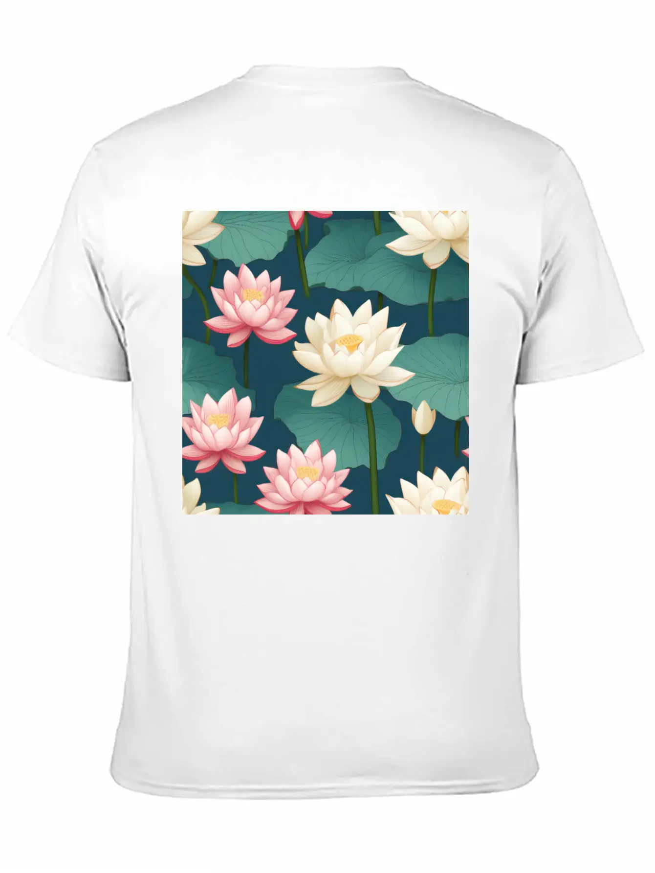 Serenity Blooms: Timeless Lotus Flower Pattern Breathable Soft Cotton T-Shirt – Timeless Casual Look