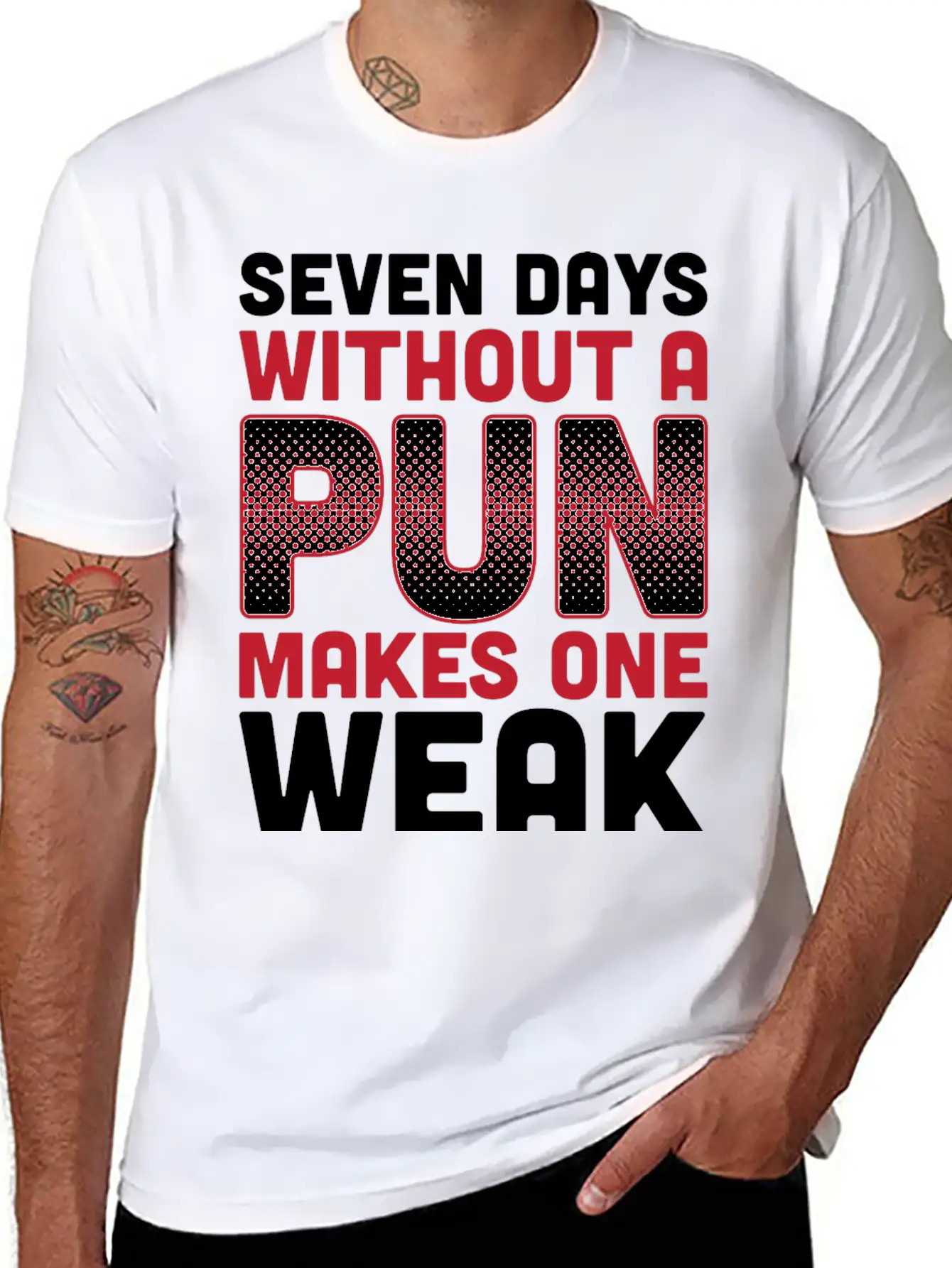 Seven Days Without A Pun Makes One Weak Dad Joke T Timeless Short Sleeve Tee – Comfy And Minimalist Design
