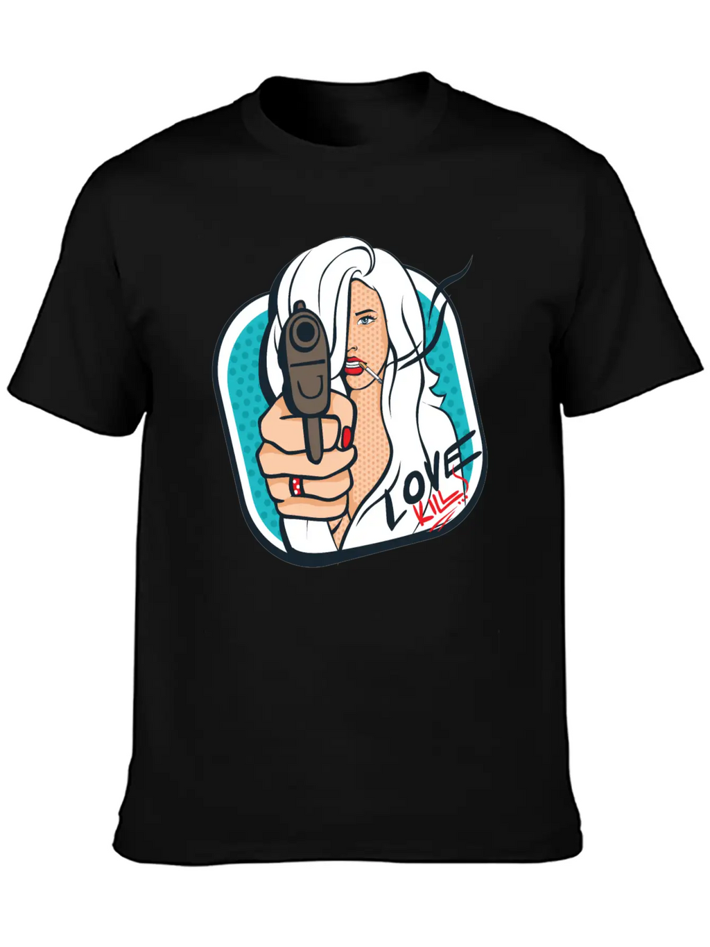 Sexy Woman With A Gun - Pop Art Retro Design Classic Cotton Tee – Unisex Comfort For Any Season