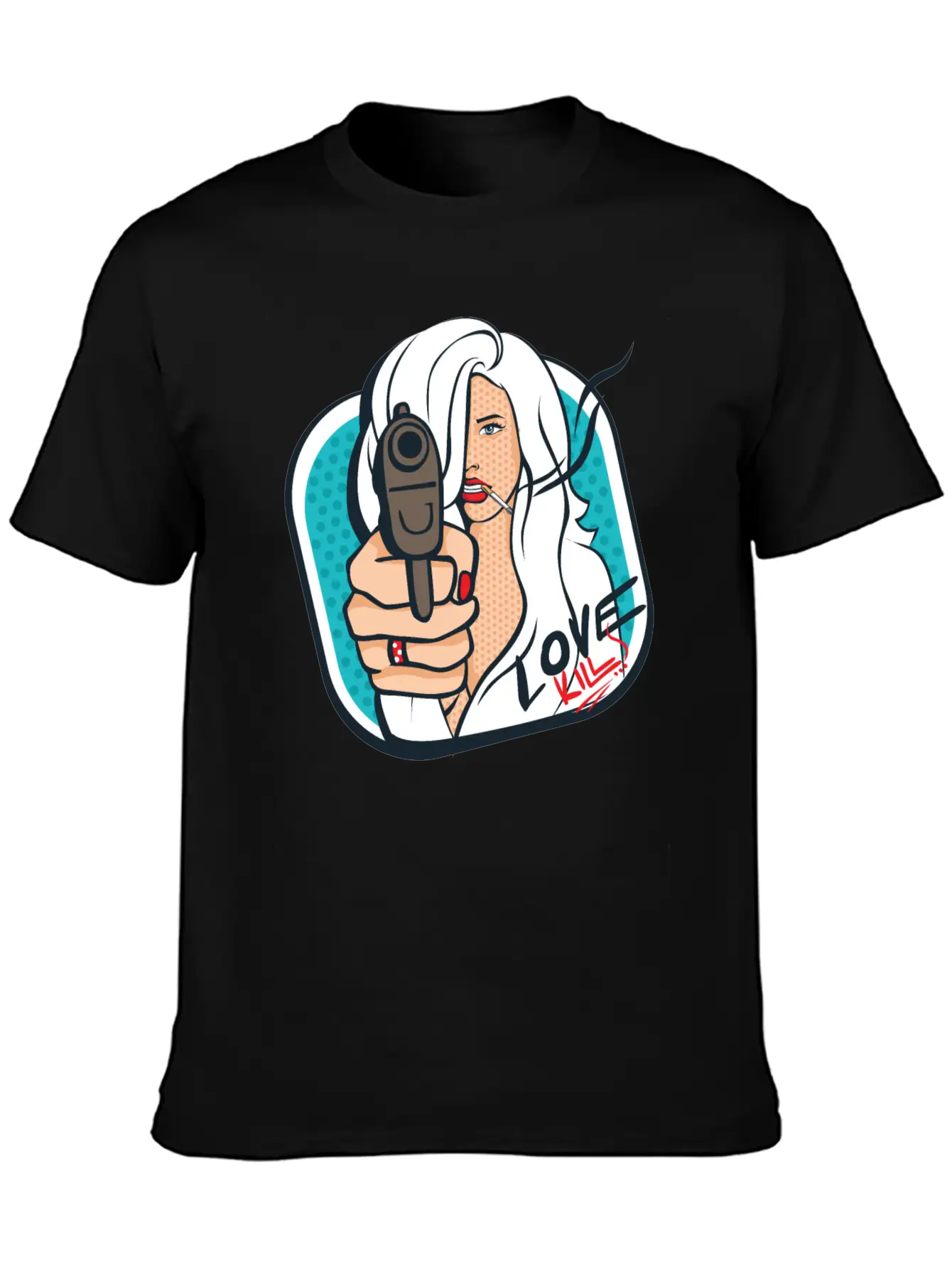 Sexy Woman With A Gun - Pop Art Retro Design Classic Cotton Tee – Unisex Comfort For Any Season