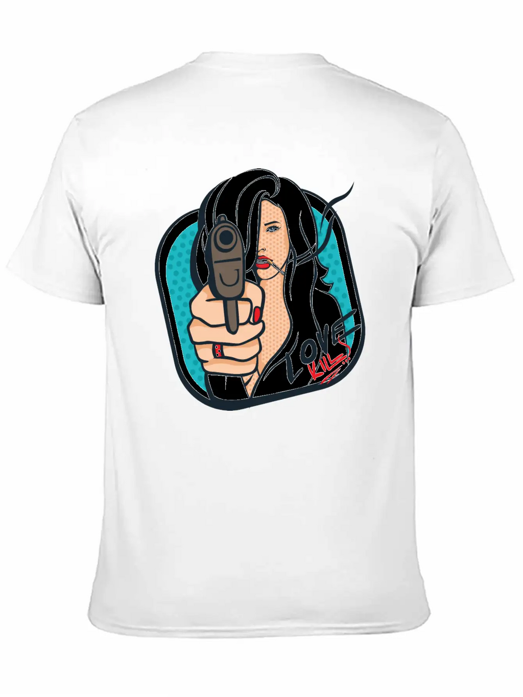 Sexy Woman With A Gun - Pop Art Retro Design Classic Cotton Tee – Unisex Comfort For Any Season