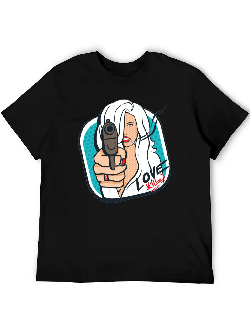 Sexy Woman With A Gun - Pop Art Retro Design Classic Cotton Tee – Unisex Comfort For Any Season