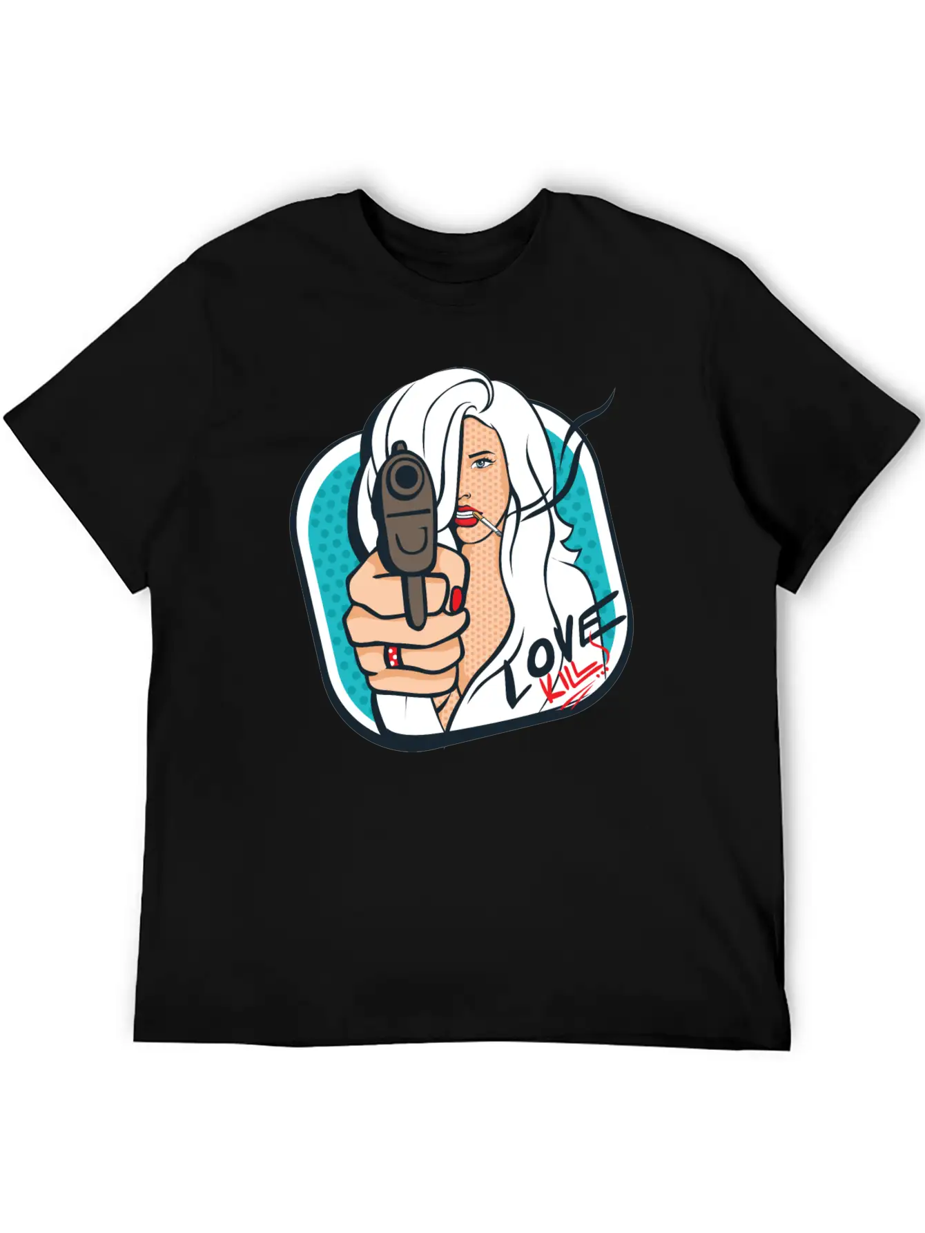 Sexy Woman With A Gun - Pop Art Retro Design Classic Cotton Tee – Unisex Comfort For Any Season