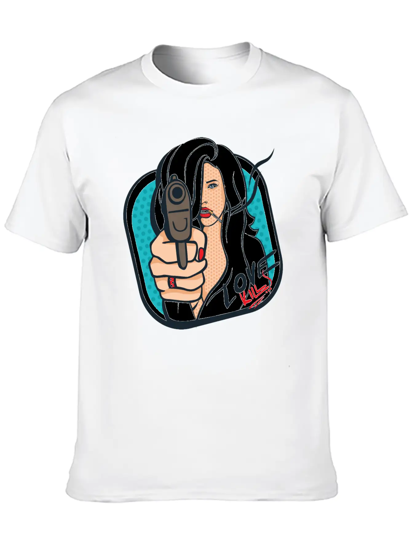 Sexy Woman With A Gun - Pop Art Retro Design Classic Cotton Tee – Unisex Comfort For Any Season