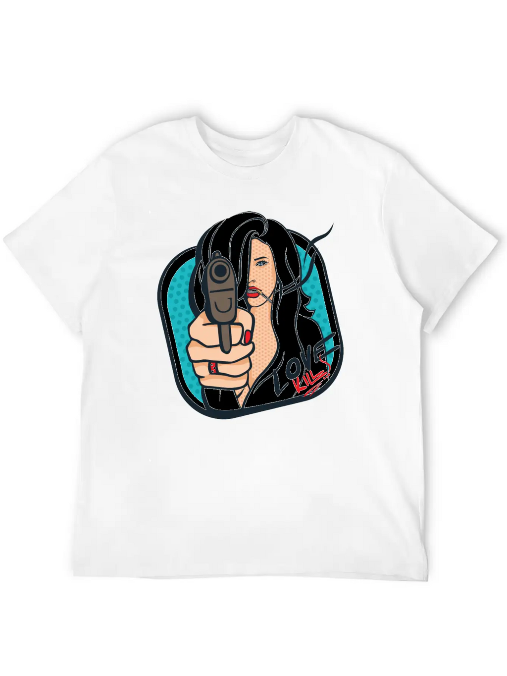 Sexy Woman With A Gun - Pop Art Retro Design Classic Cotton Tee – Unisex Comfort For Any Season