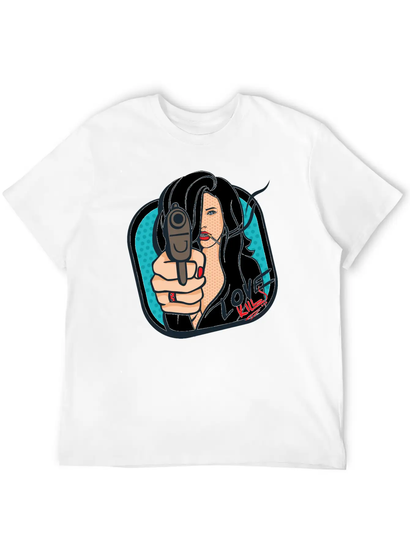 Sexy Woman With A Gun - Pop Art Retro Design Classic Cotton Tee – Unisex Comfort For Any Season