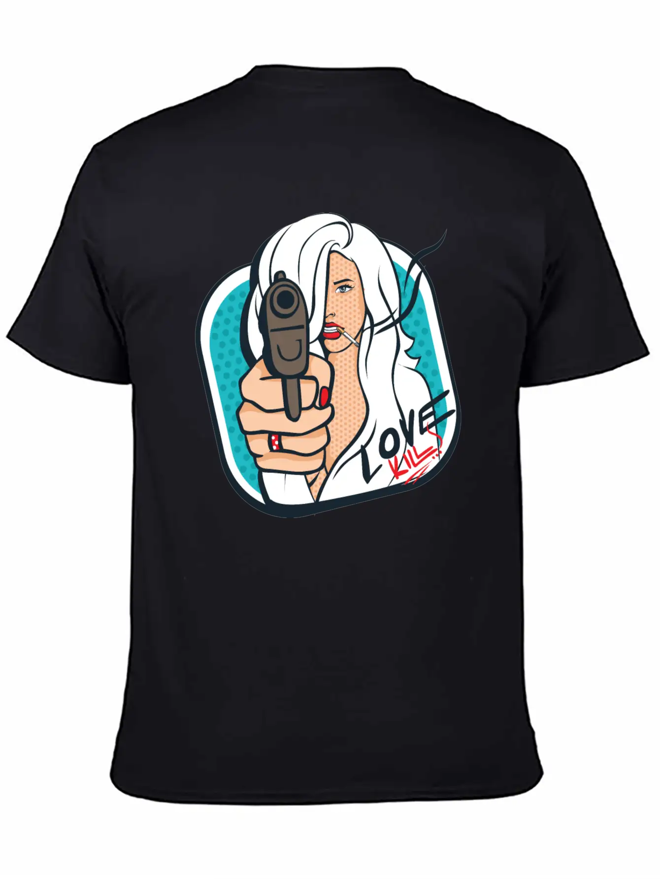 Sexy Woman With A Gun - Pop Art Retro Design Classic Cotton Tee – Unisex Comfort For Any Season